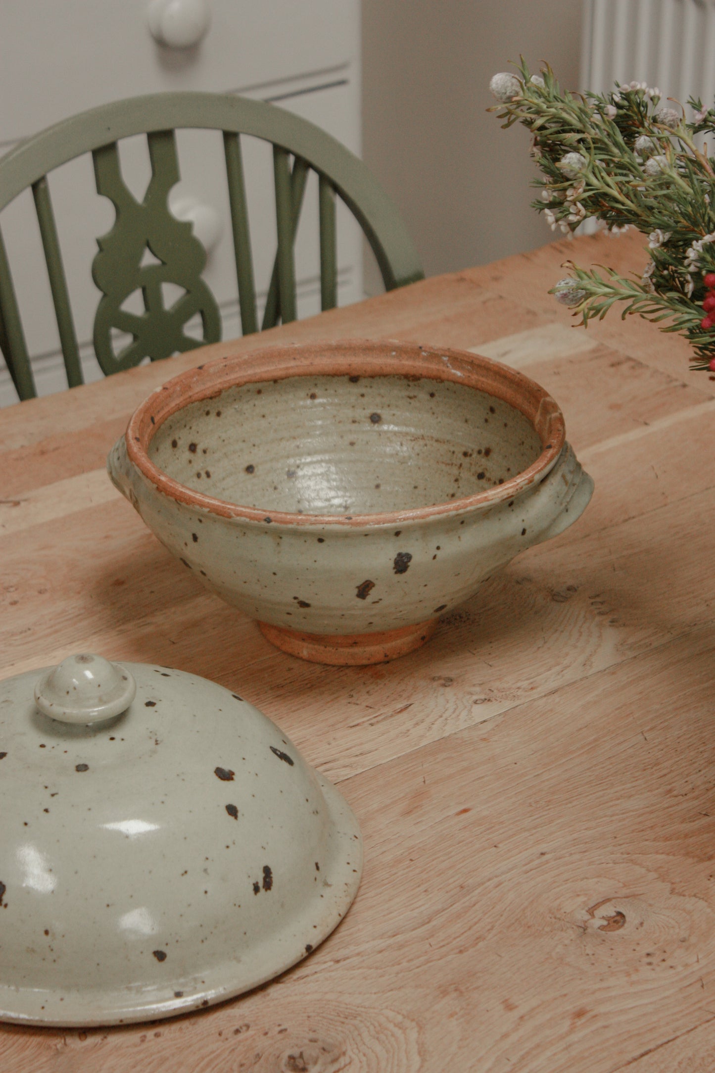 Vintage French studio pottery lidded pot