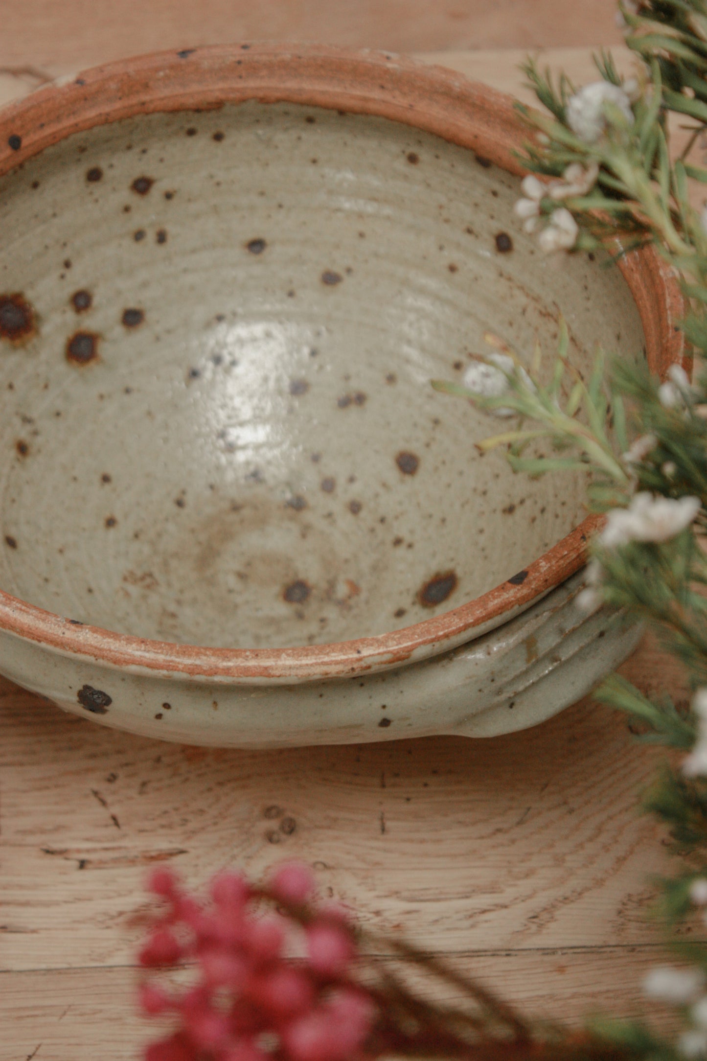 Vintage French studio pottery lidded pot