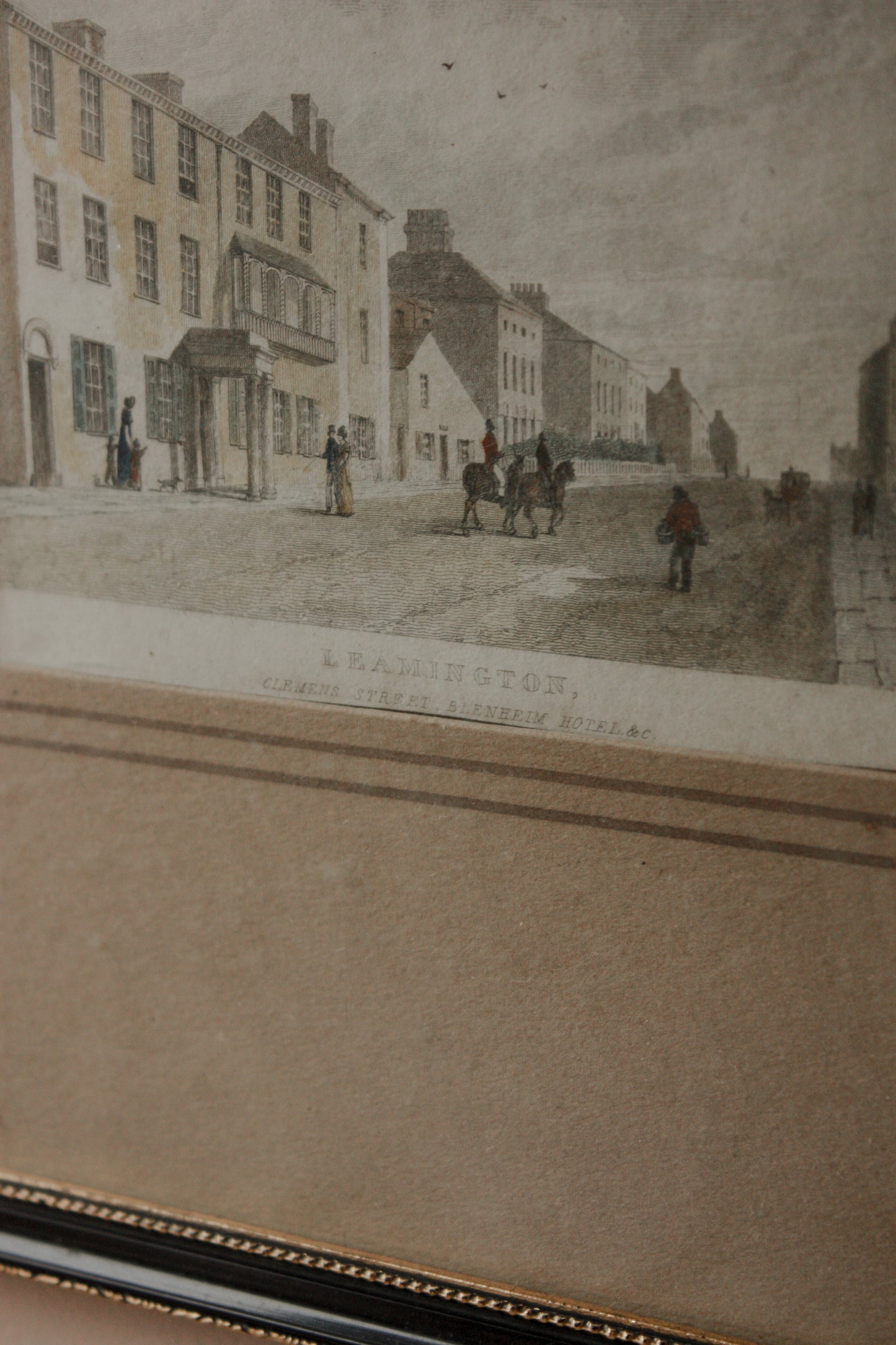 Vintage book plate print (Clemens street, Blenheim Hotel - Leamington)