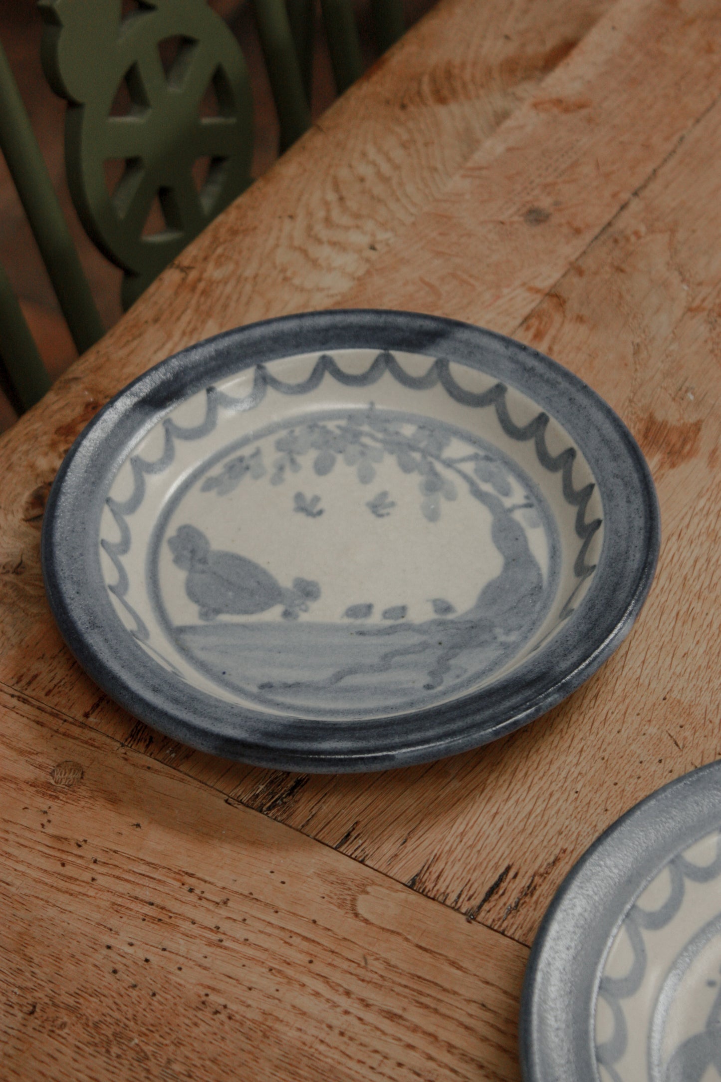 Vintage Jonathan Russell studio pottery plate - mother hen
