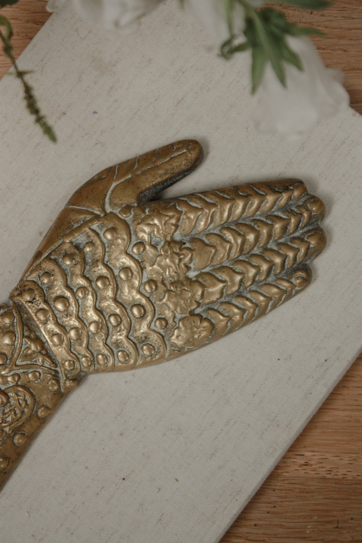 Vintage solid brass hand