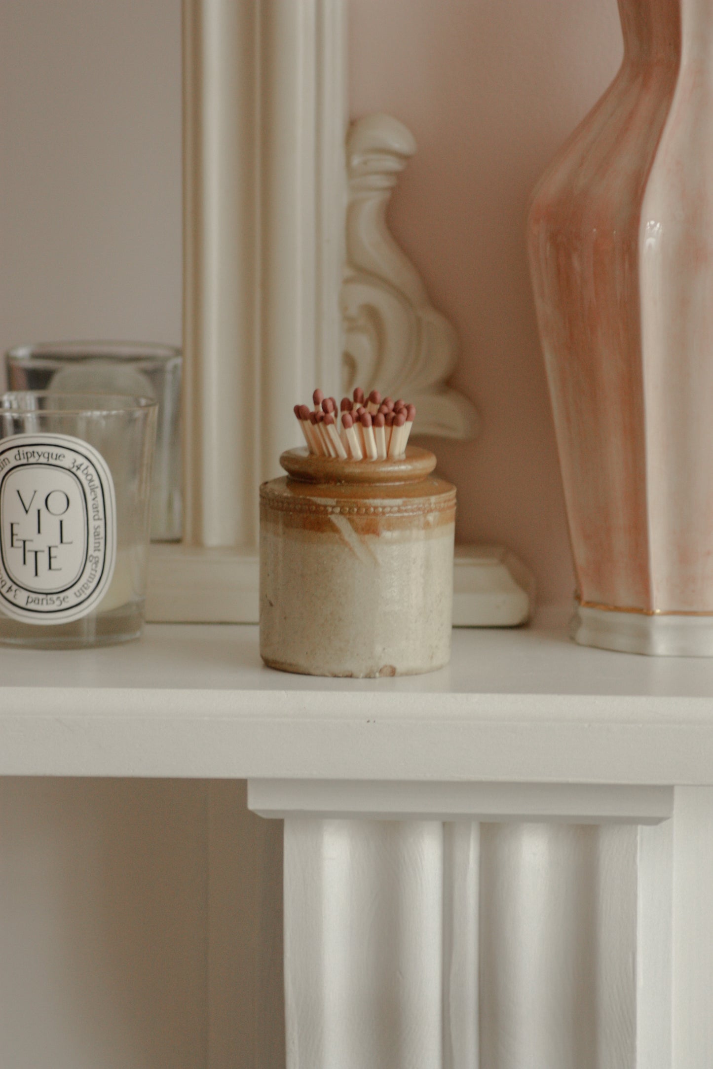 Vintage stoneware match pot