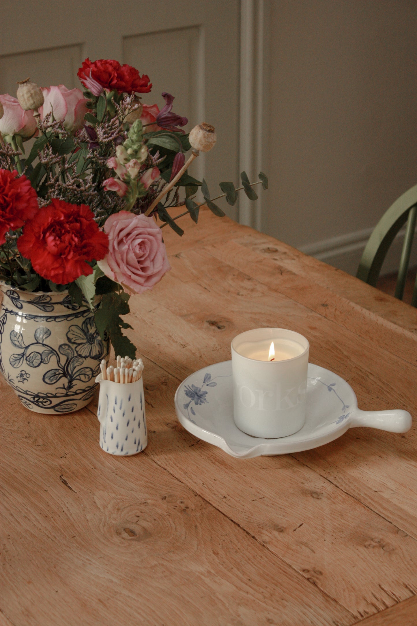 Hand painted studio pottery dish