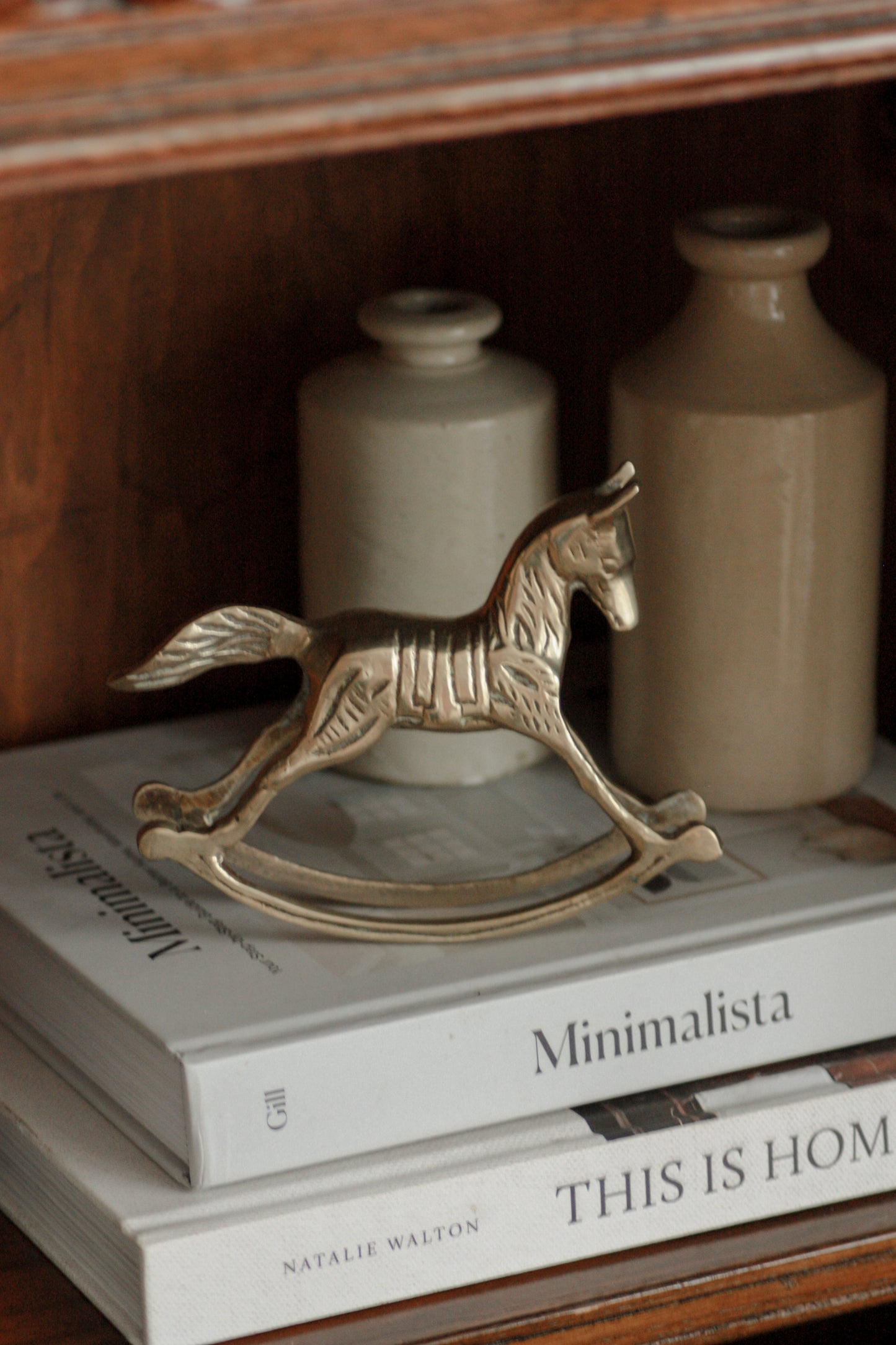 Vintage brass rocking horse ornament