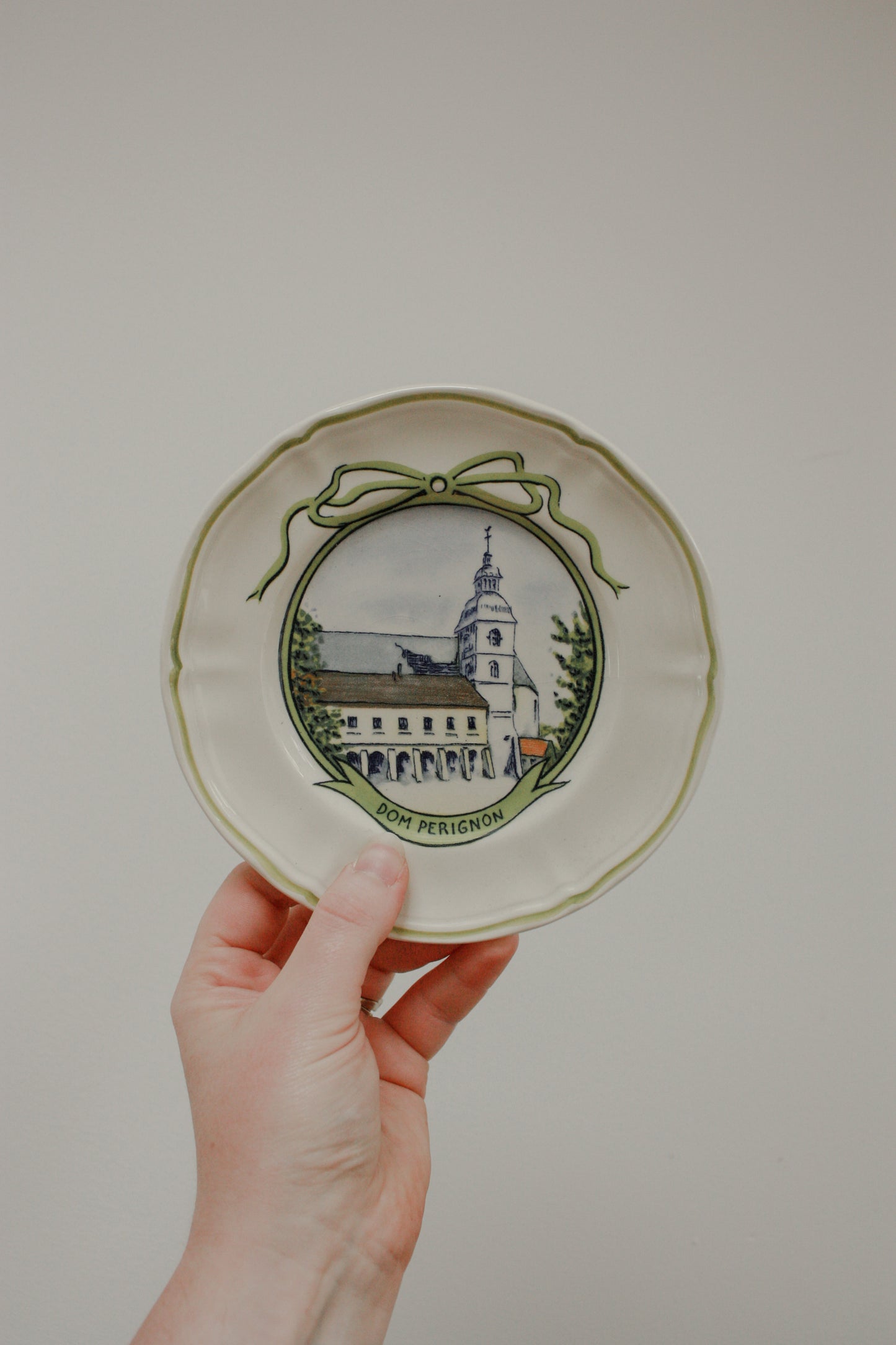 Set of four vintage hand painted French plates - chateaus