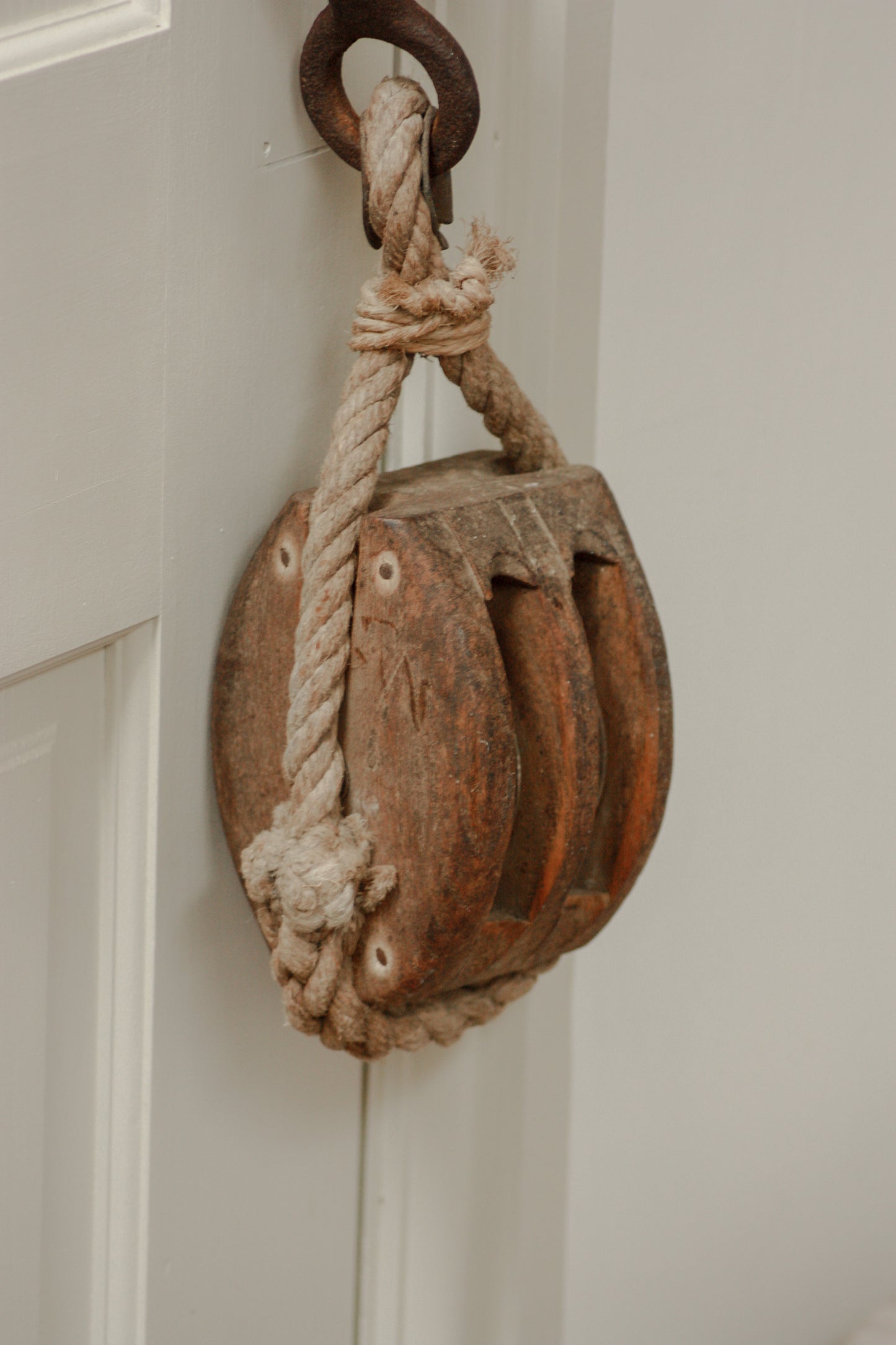 Vintage large wooden ship’s pulley
