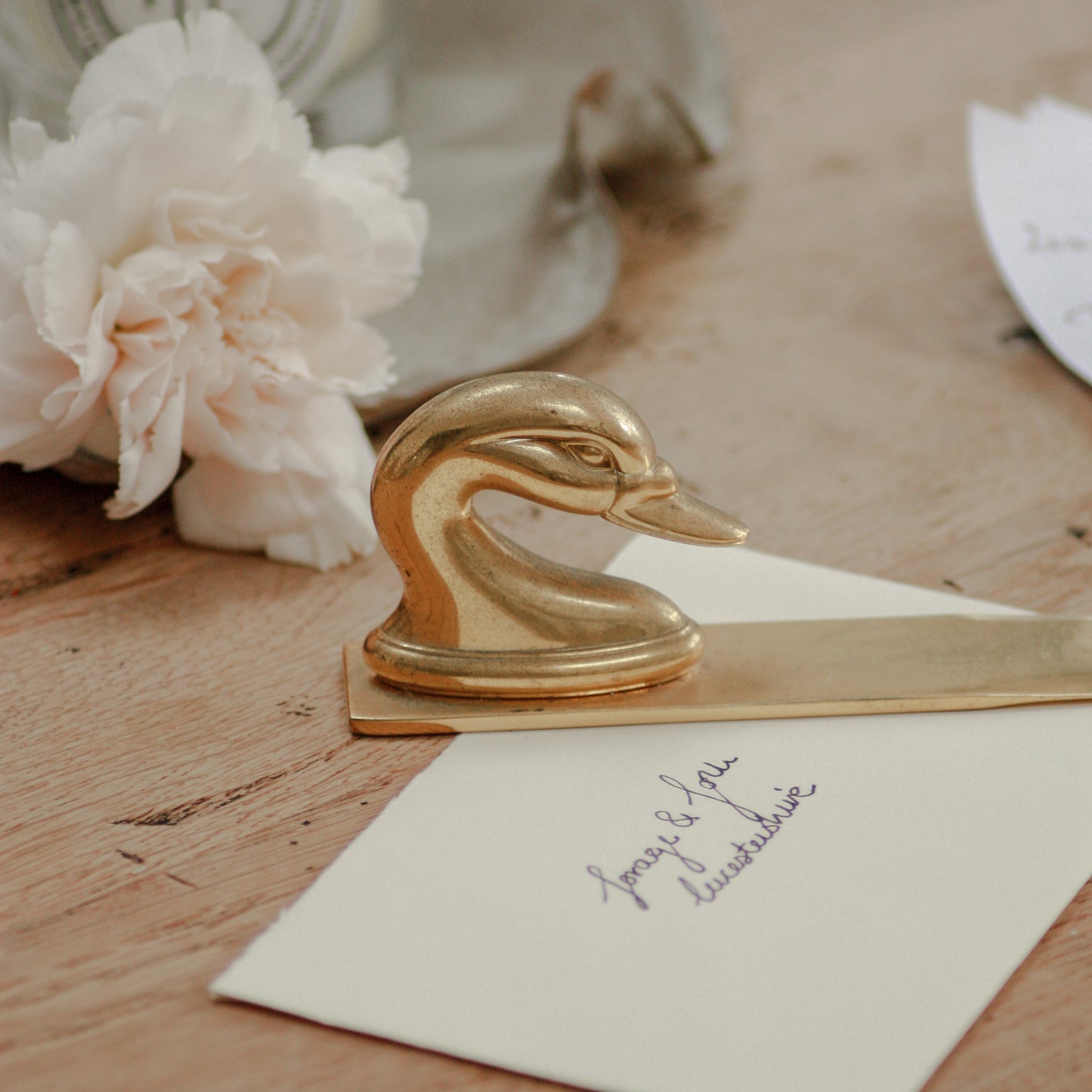 Vintage brass swan letter opener
