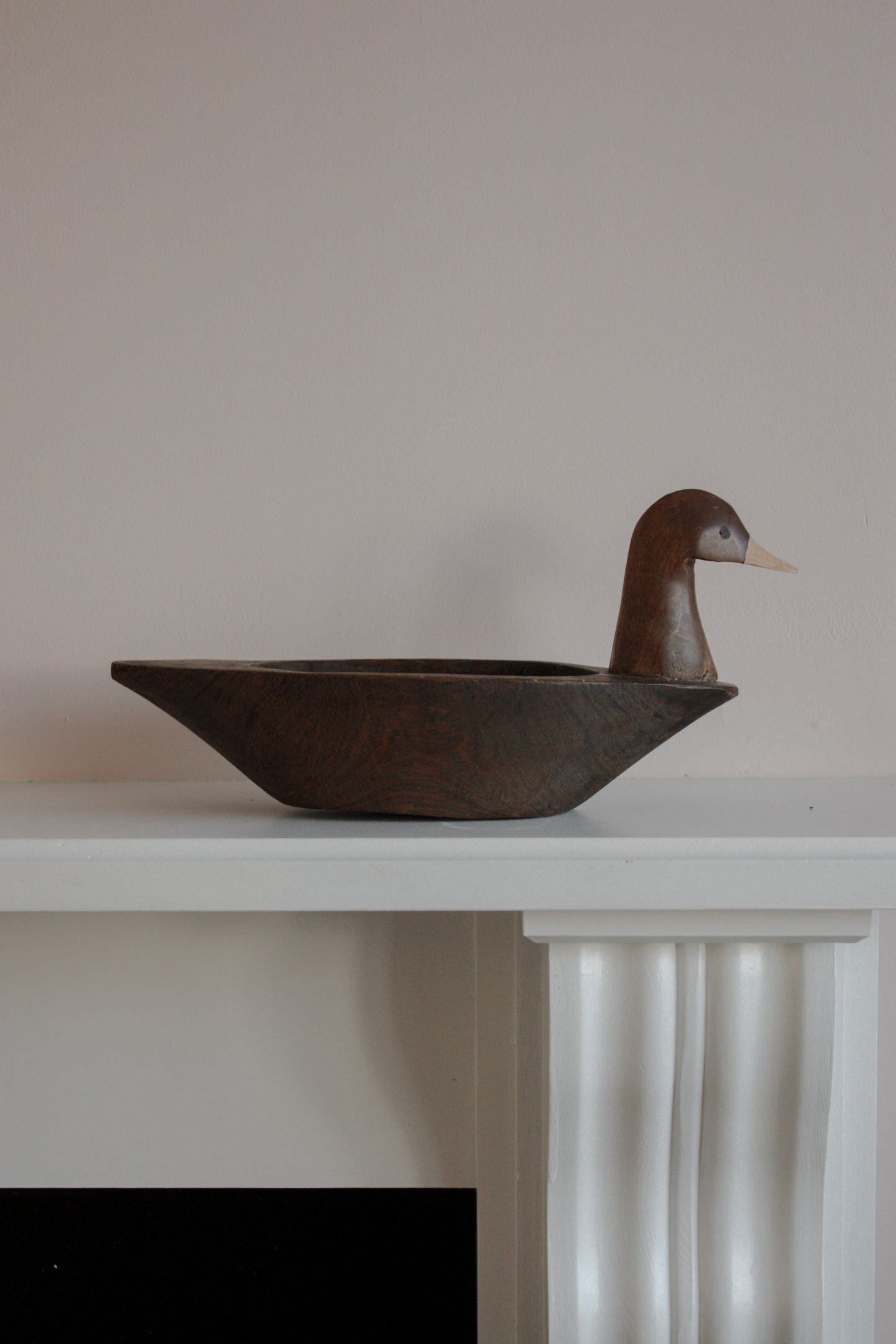 Vintage carved wooden duck bowl