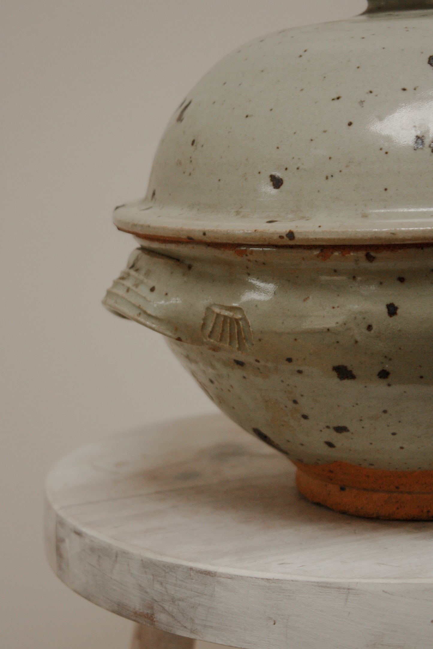 Vintage French studio pottery lidded pot