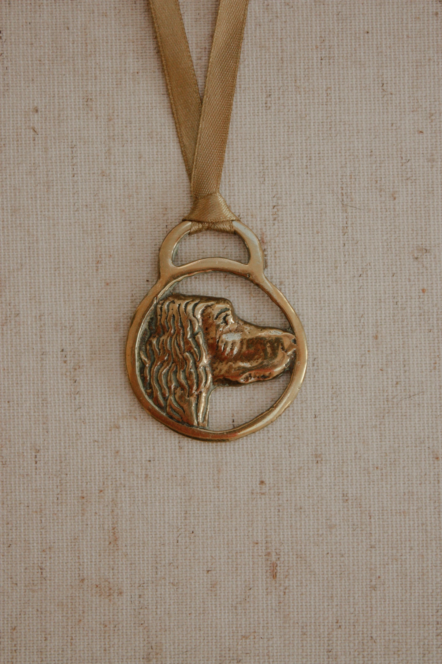 Vintage brass spaniel token