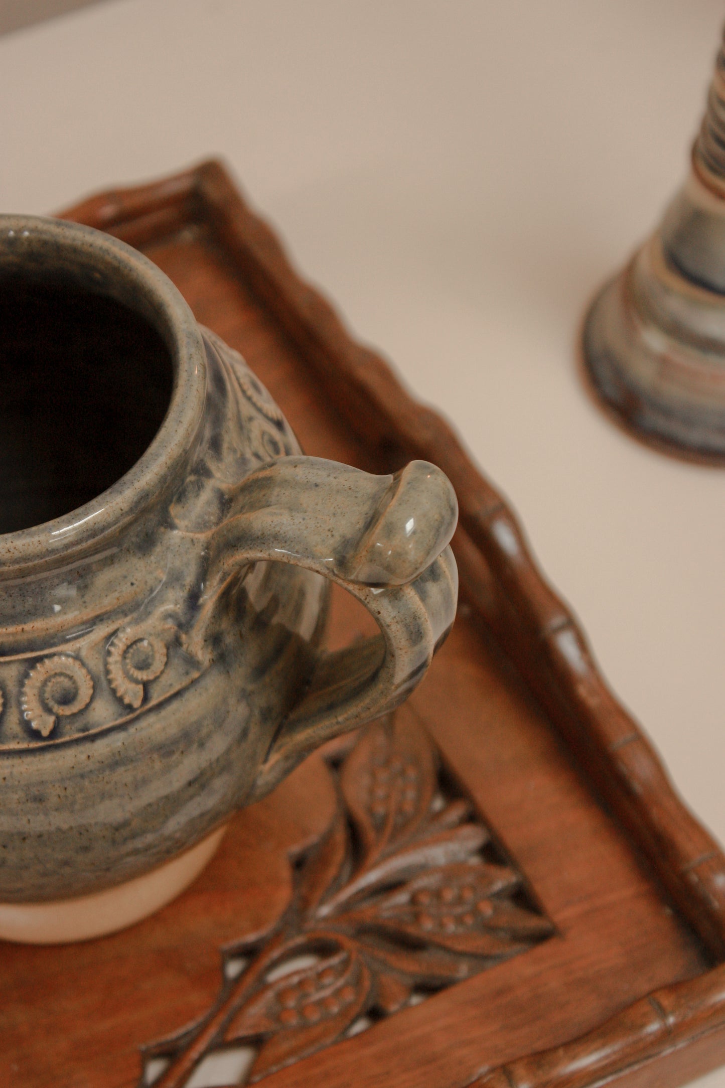 Studio pottery ammonite pitcher