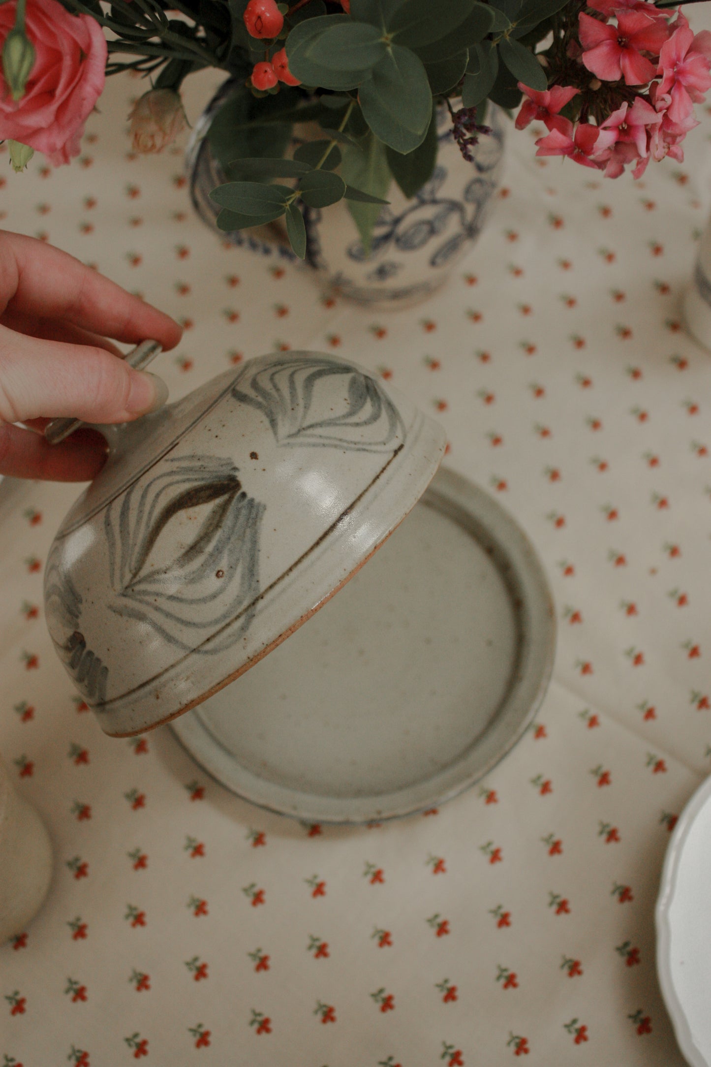 Vintage studio pottery butter dish
