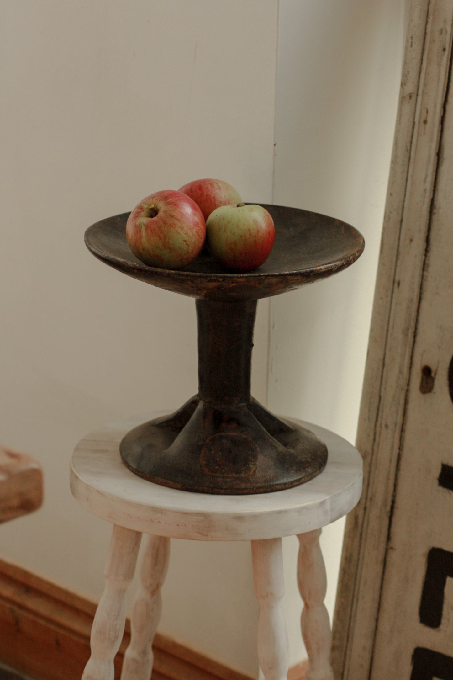 Vintage wooden pedestal bowl