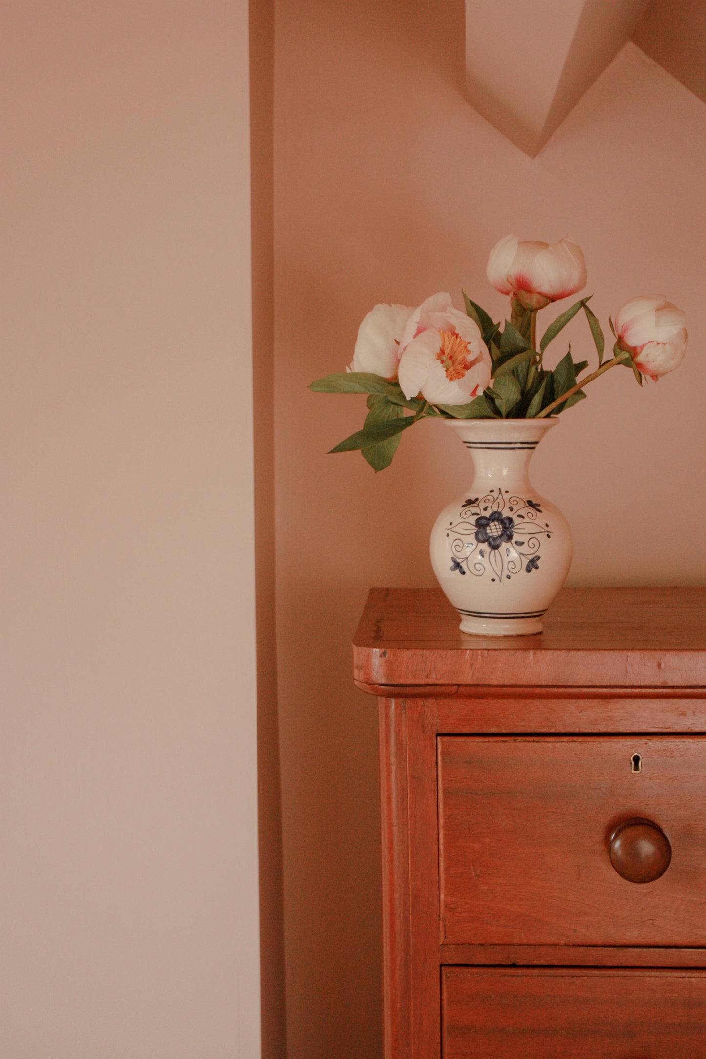Vintage hand-painted vase - floral folk art style