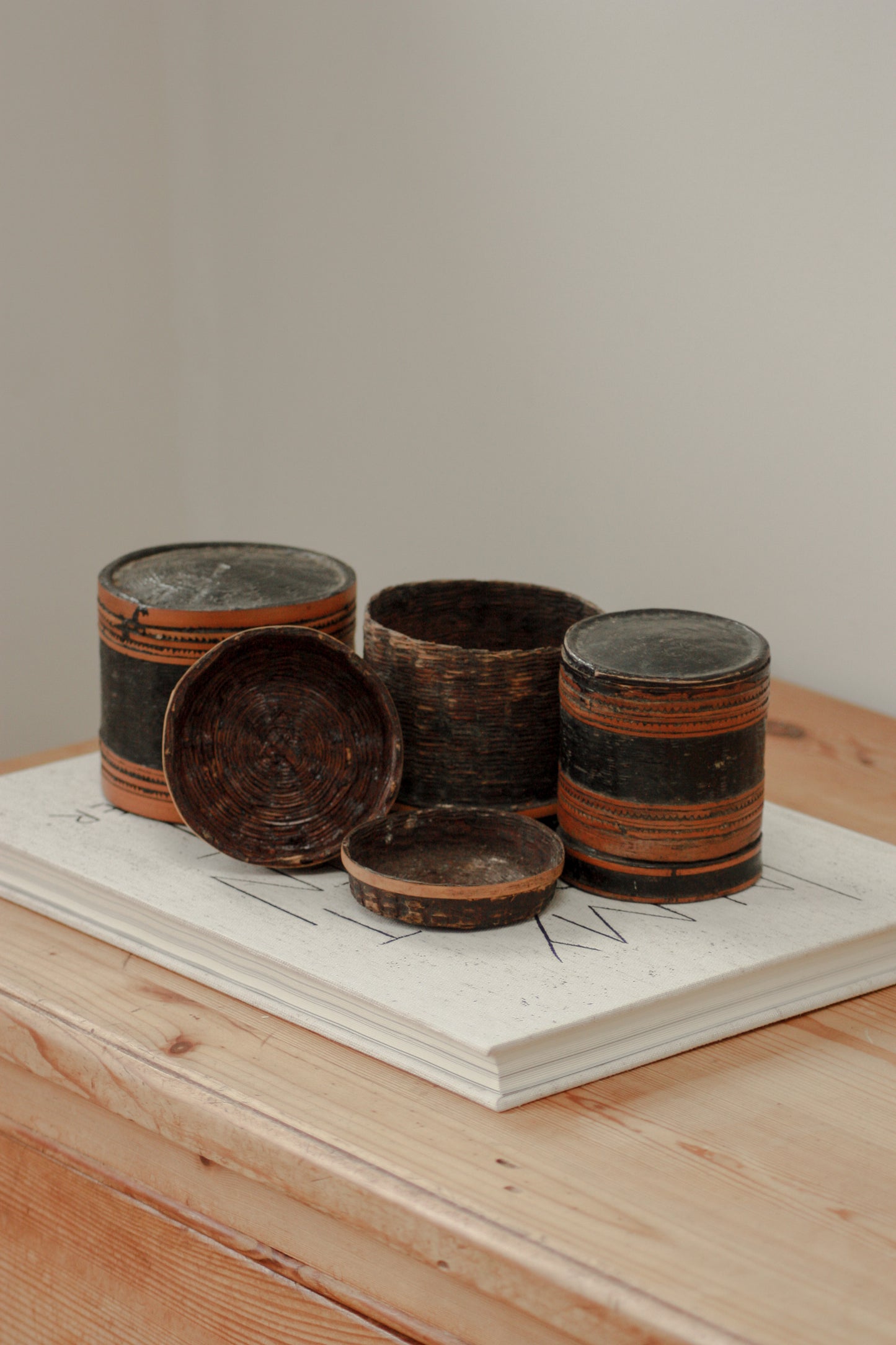 Vintage stacking cups pots (pair)