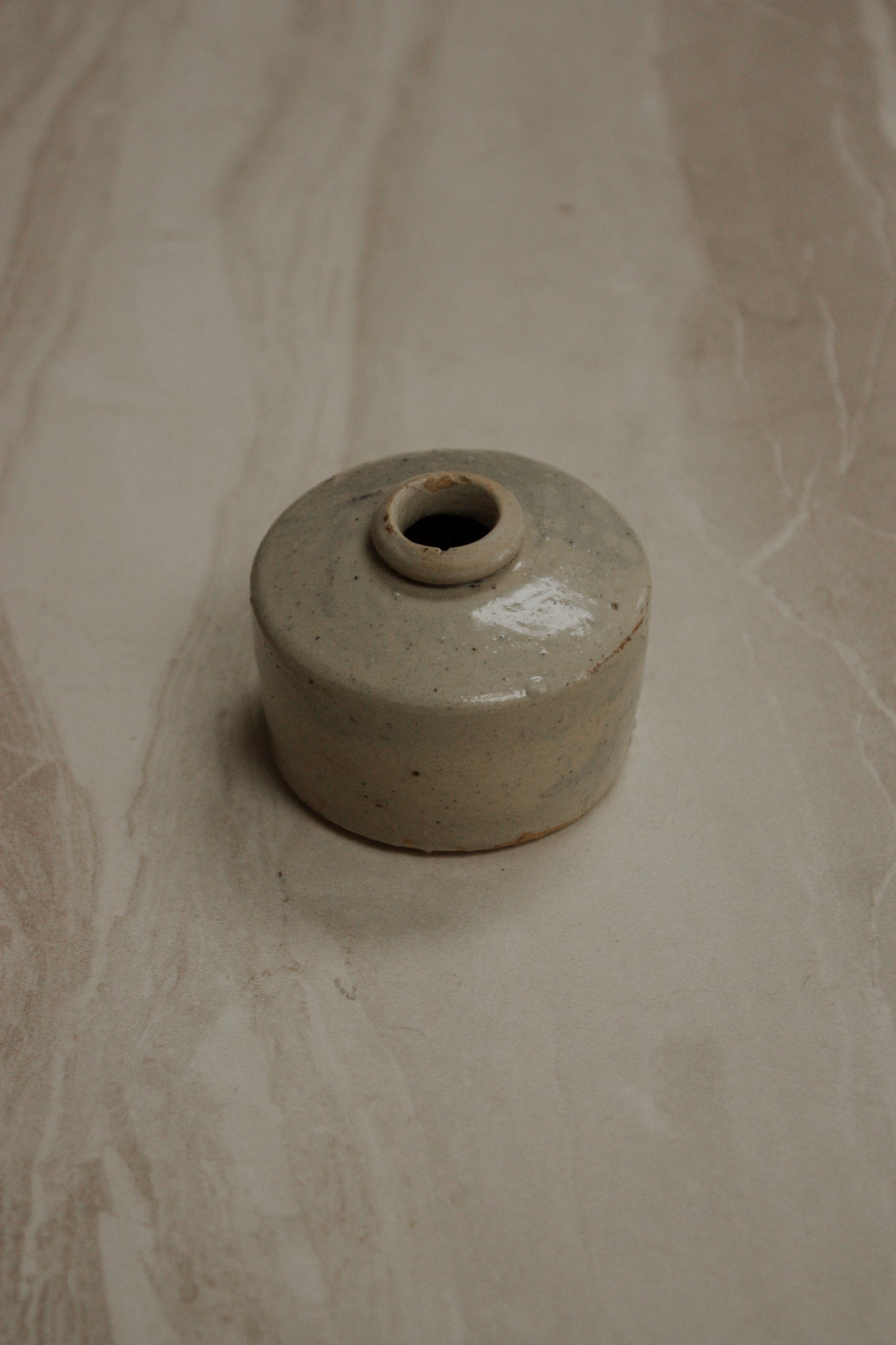Vintage stoneware ink pot match pot