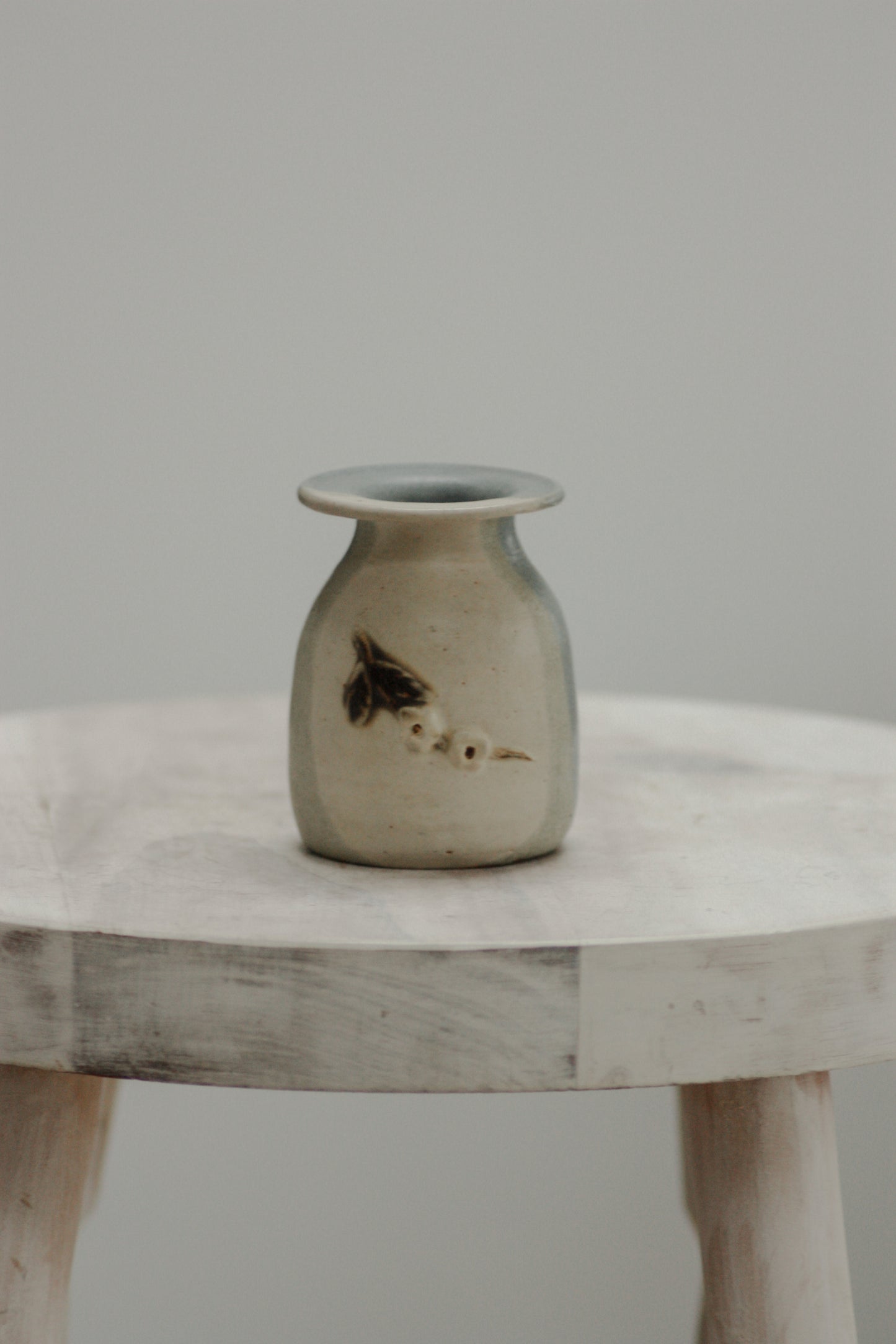 Vintage studio pottery bud vase / match pot with floral detail