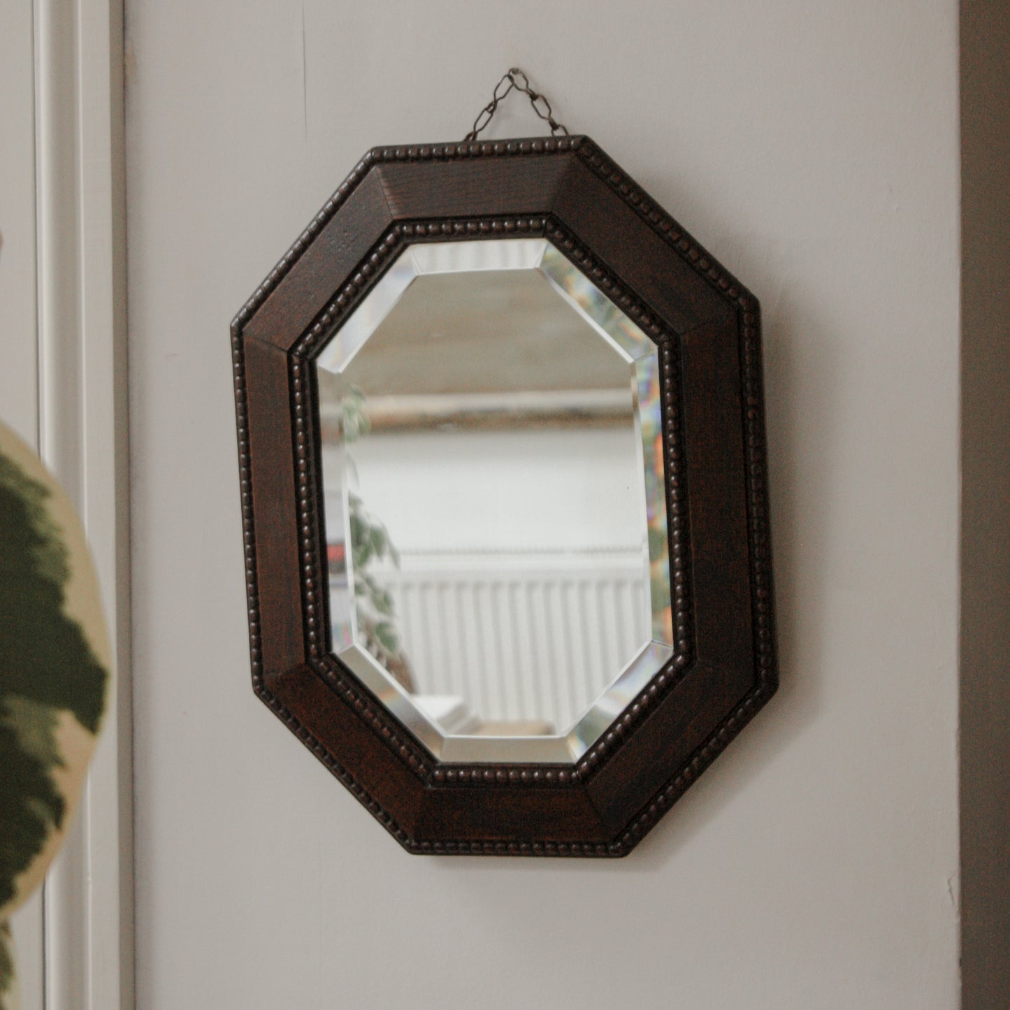 Vintage 1930s bobbin hexagon mirror
