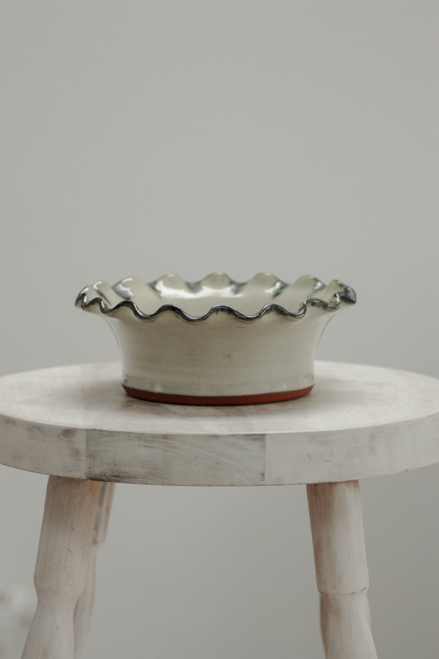 Vintage ruffle rim studio pottery bowl