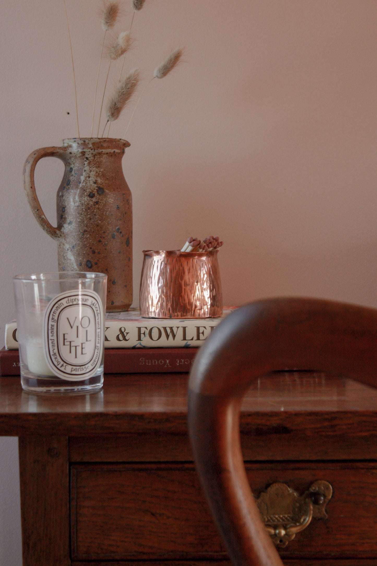 Vintage copper match pot