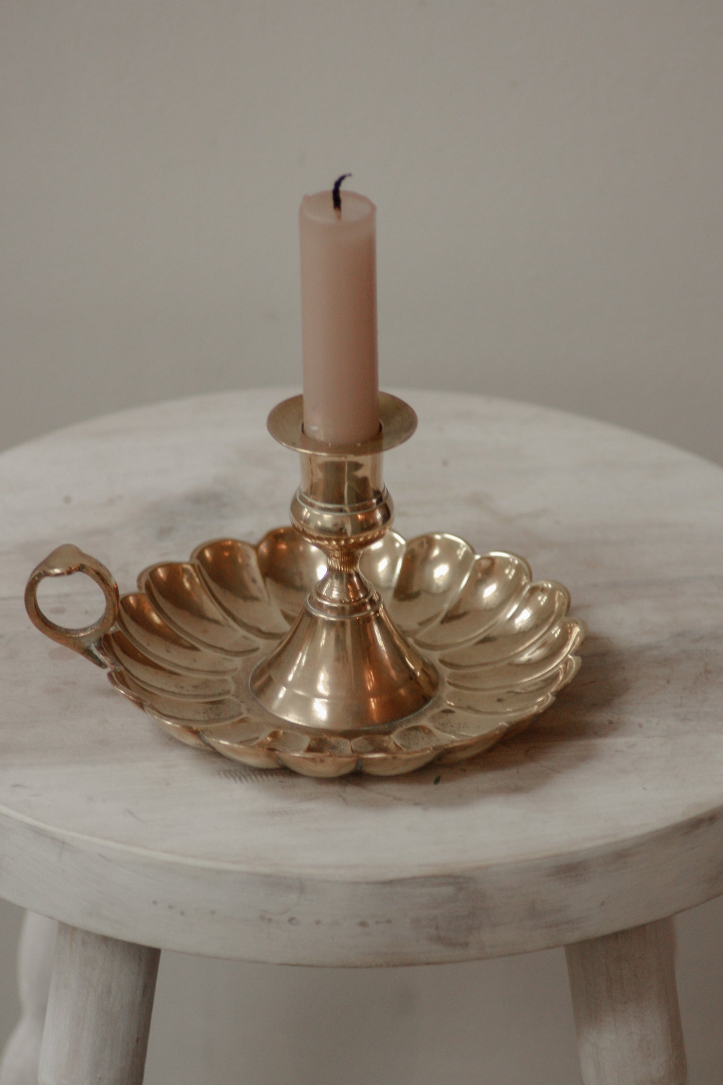 Vintage brass scalloped candleholder
