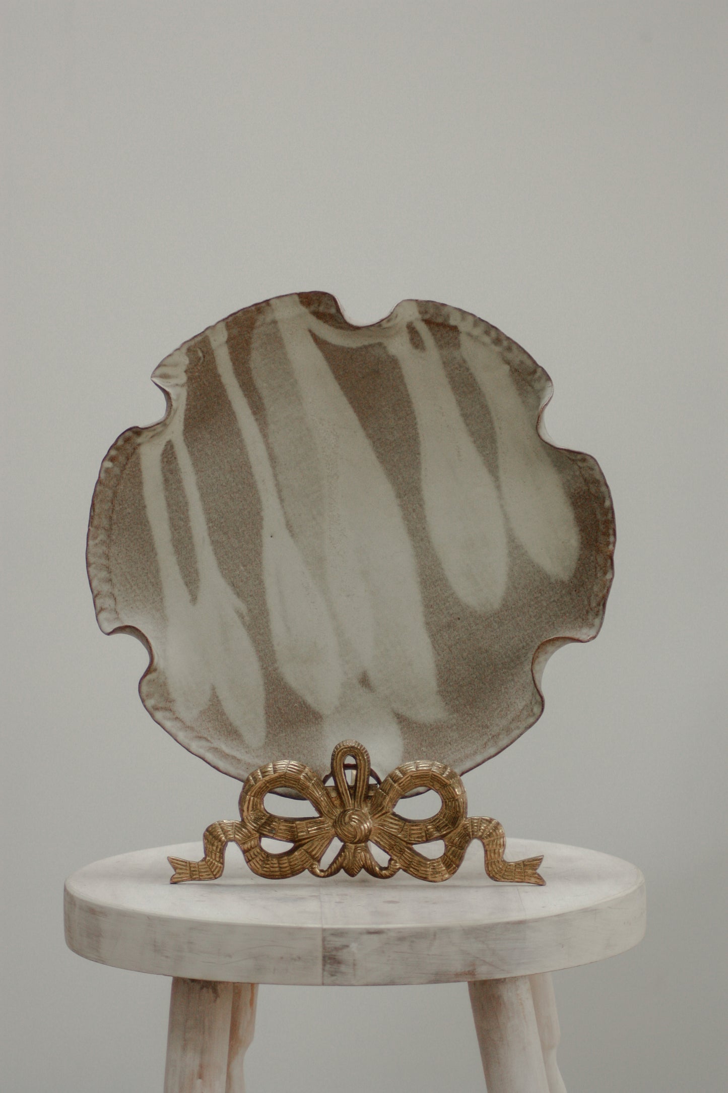 Studio pottery rustic ruffle rim tray