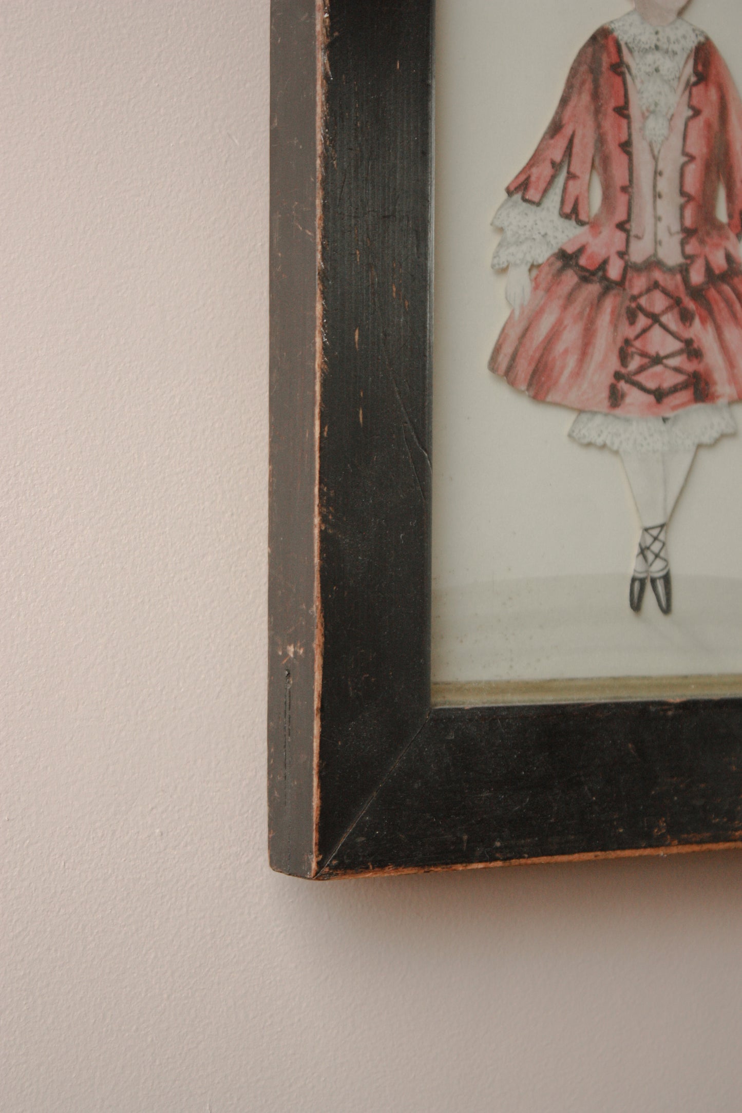 Antique framed French watercolour - boys wear pink too