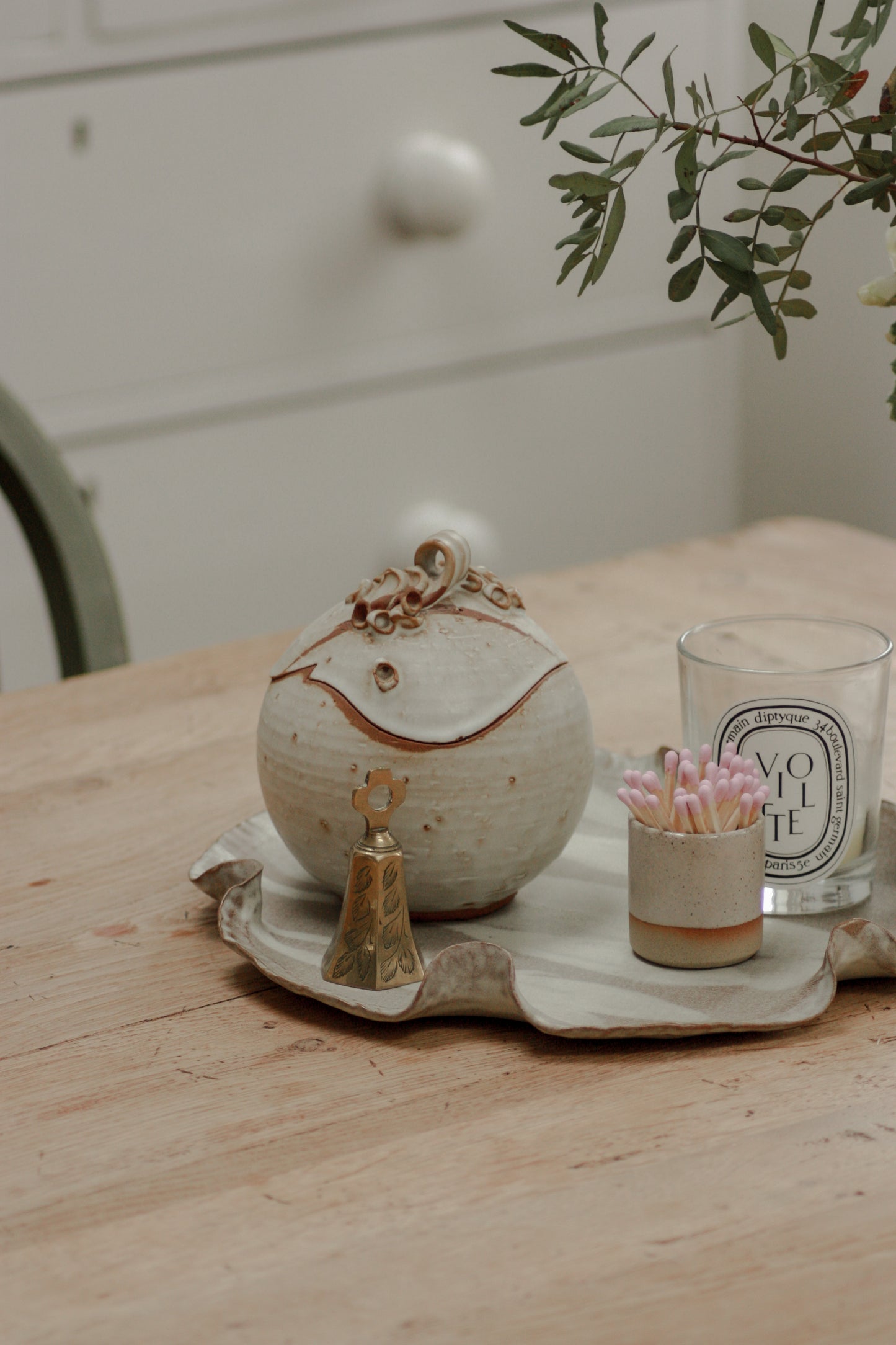 Vintage studio pottery lidded pot