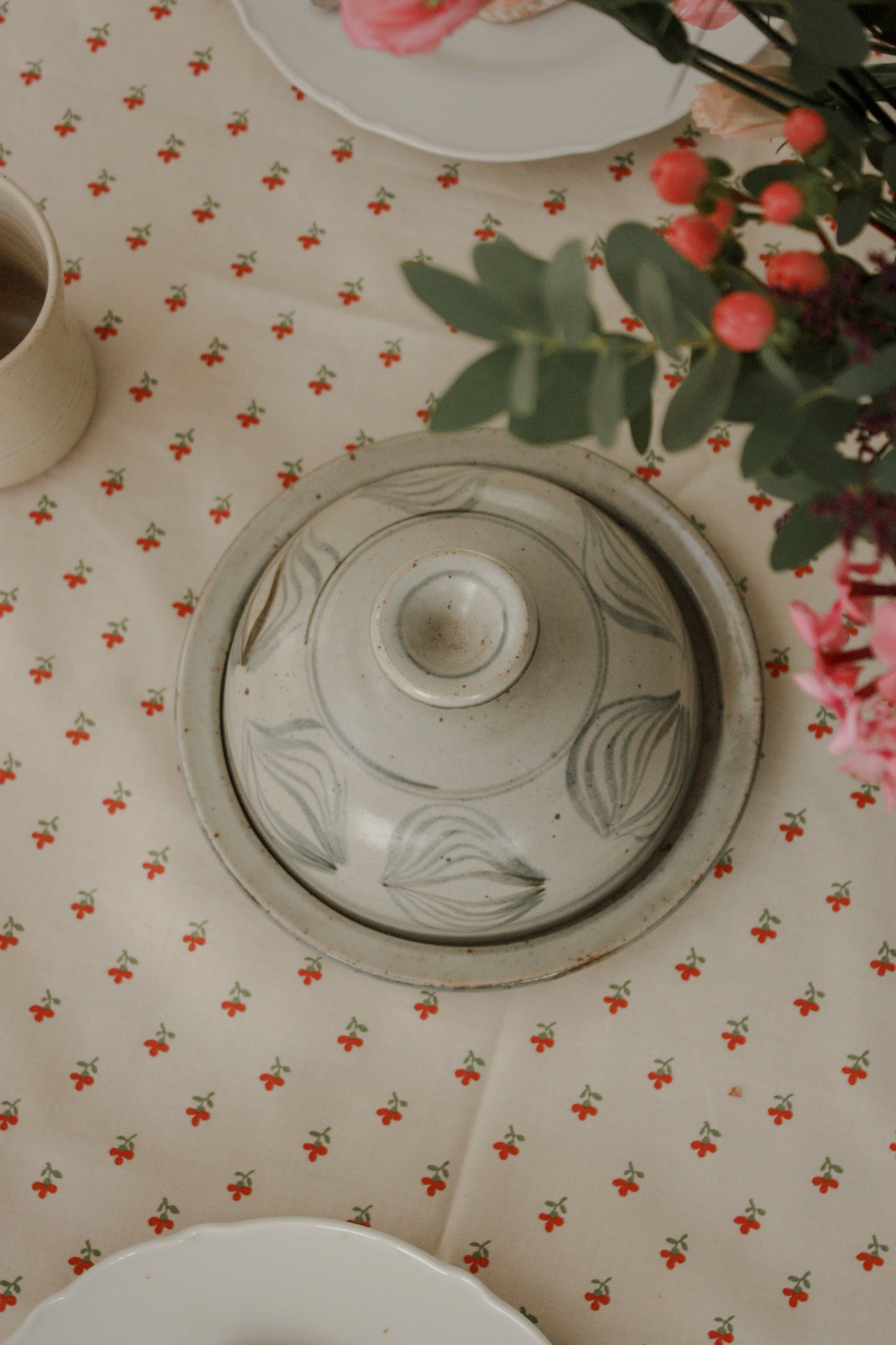 Vintage studio pottery butter dish