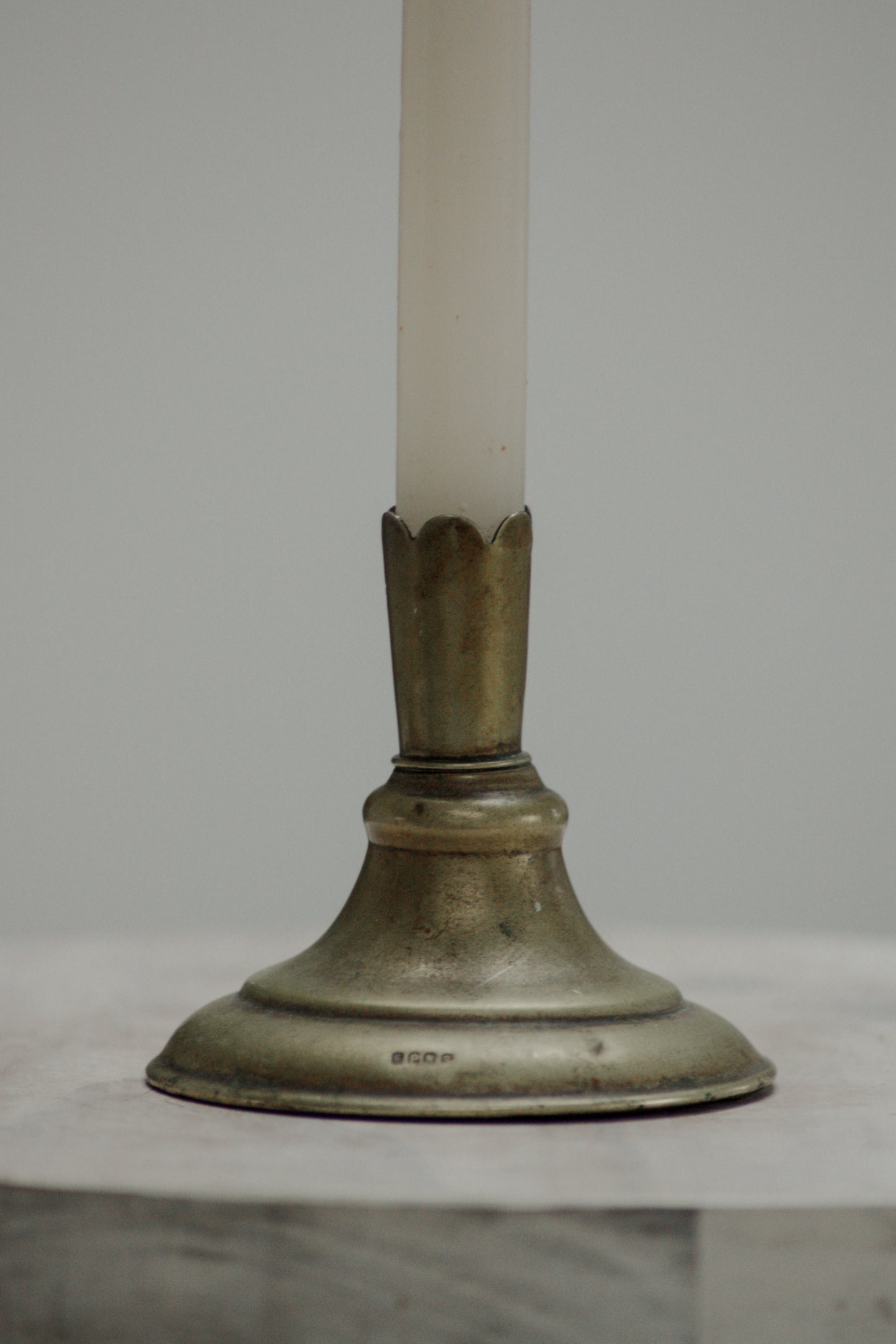 Vintage brass candleholder with scalloped detail