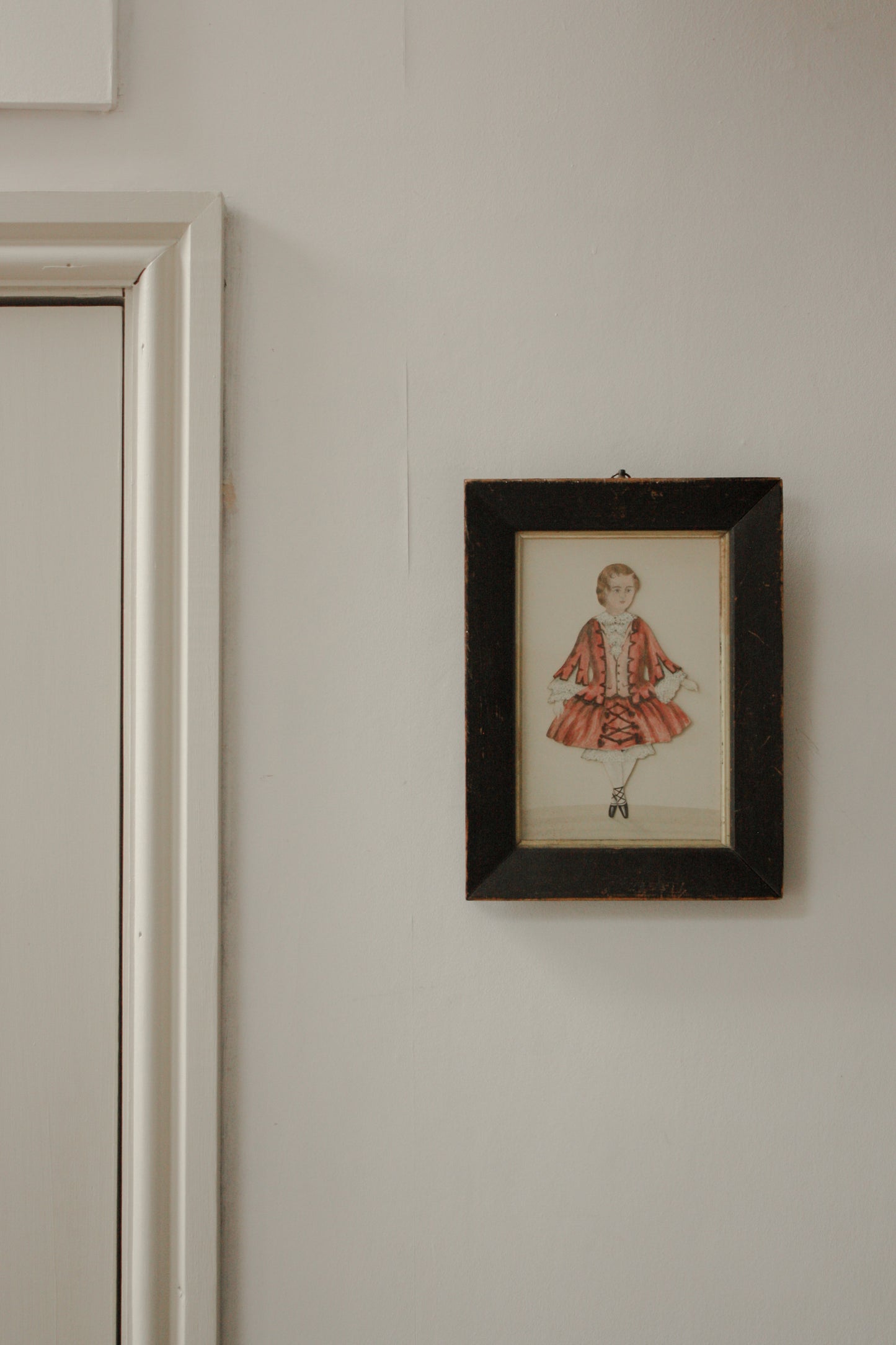 Antique framed French watercolour - boys wear pink too
