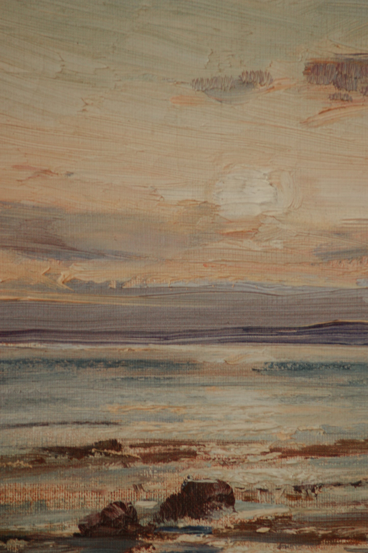 Vintage coastal framed oil painting - A dream over water