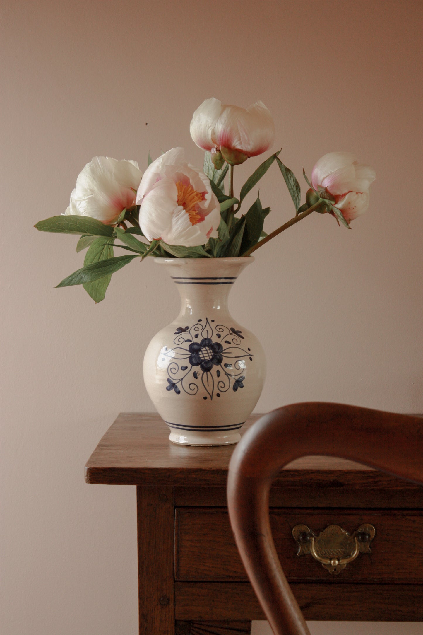 Vintage hand-painted vase - floral folk art style