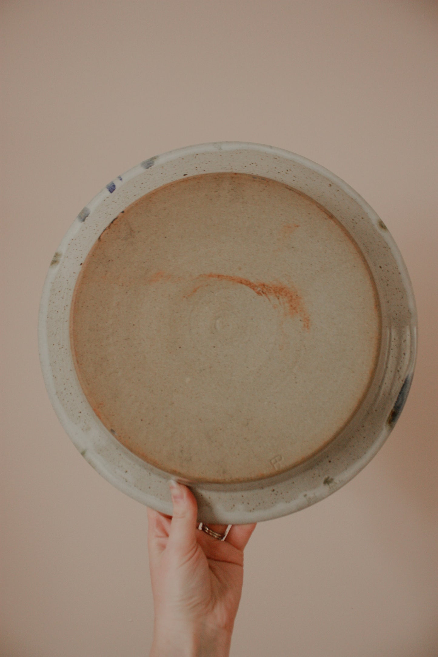 Studio pottery dish with abstract design