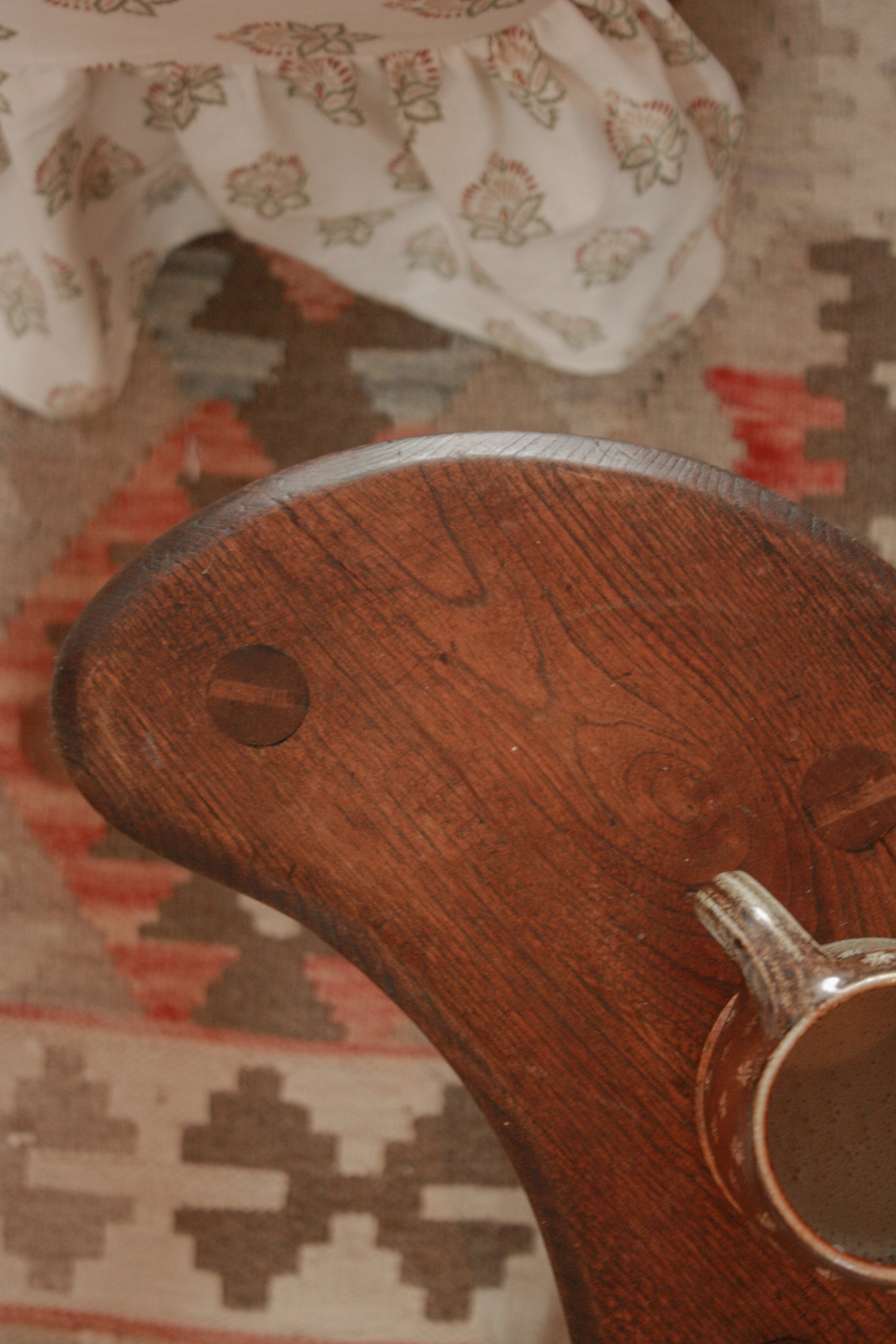 Vintage wooden stool - kidney bean seat