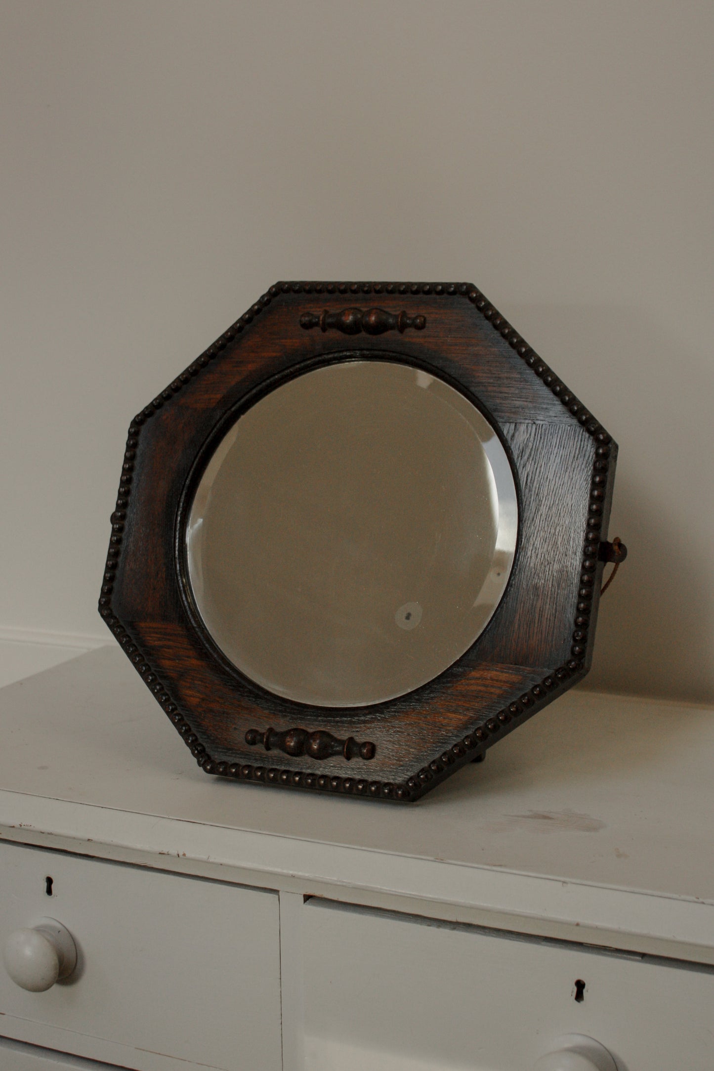 Vintage hexagon bobbin mirror