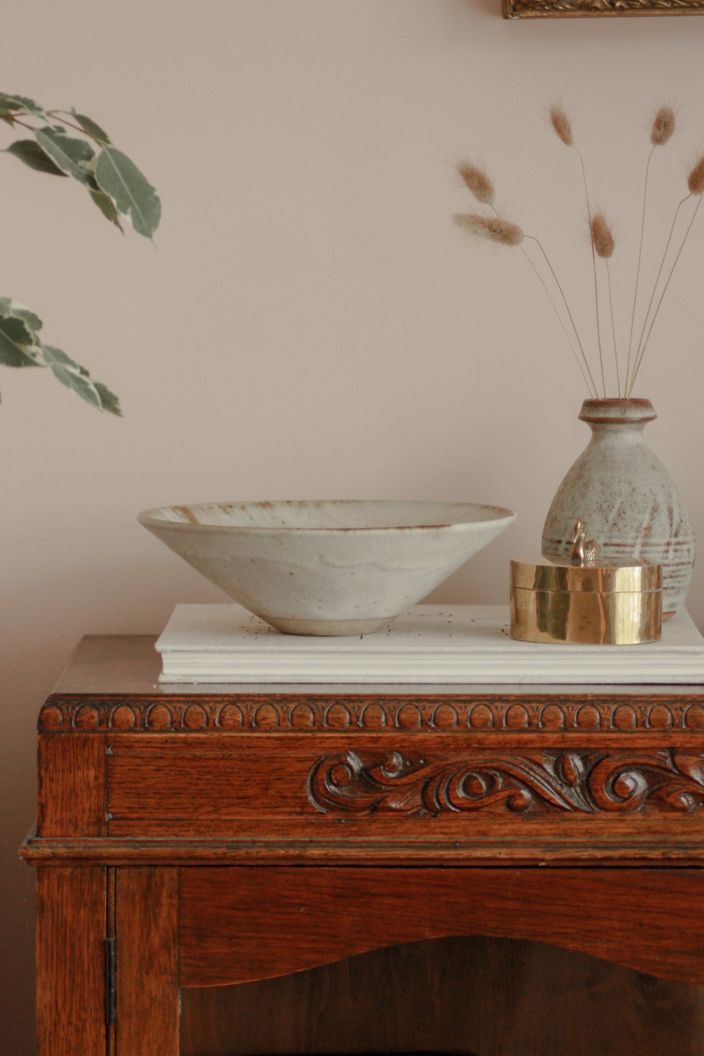 Vintage studio pottery bowl with rustic glaze