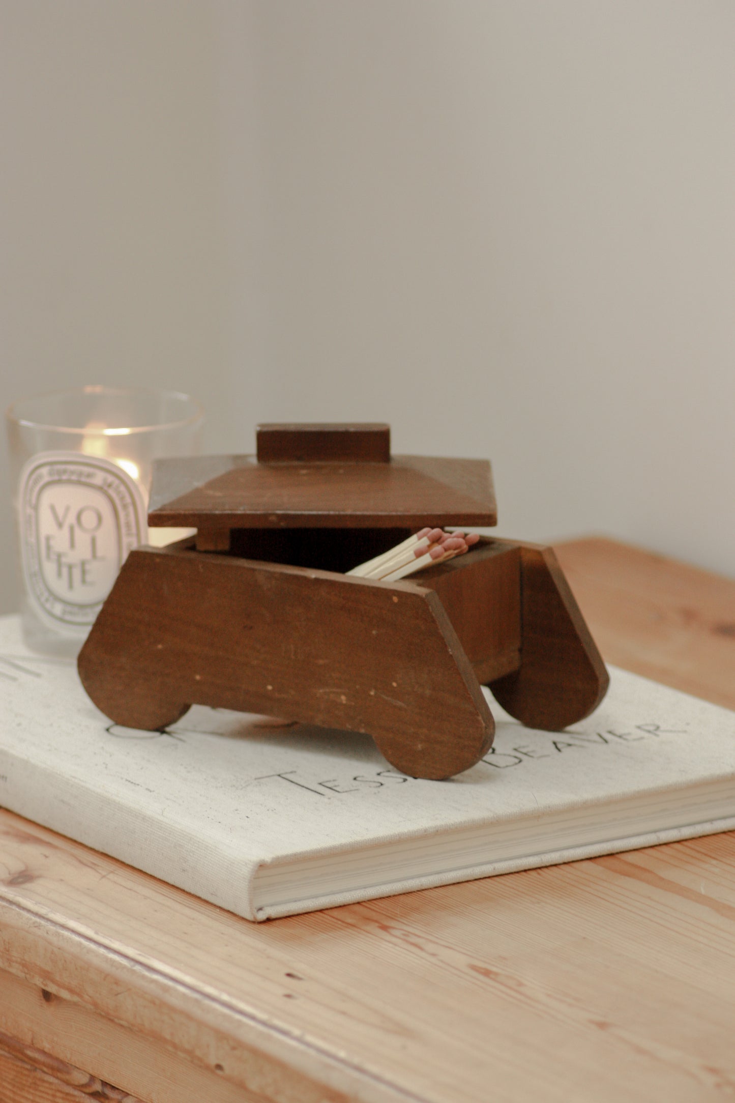 Vintage handmade wooden box made in 1943