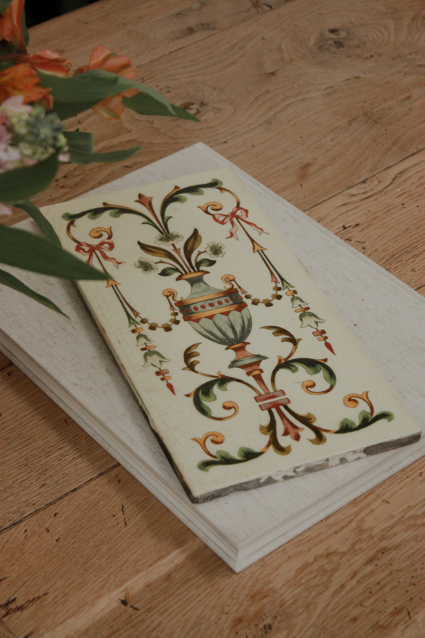 Antique early 20th century hearth tile