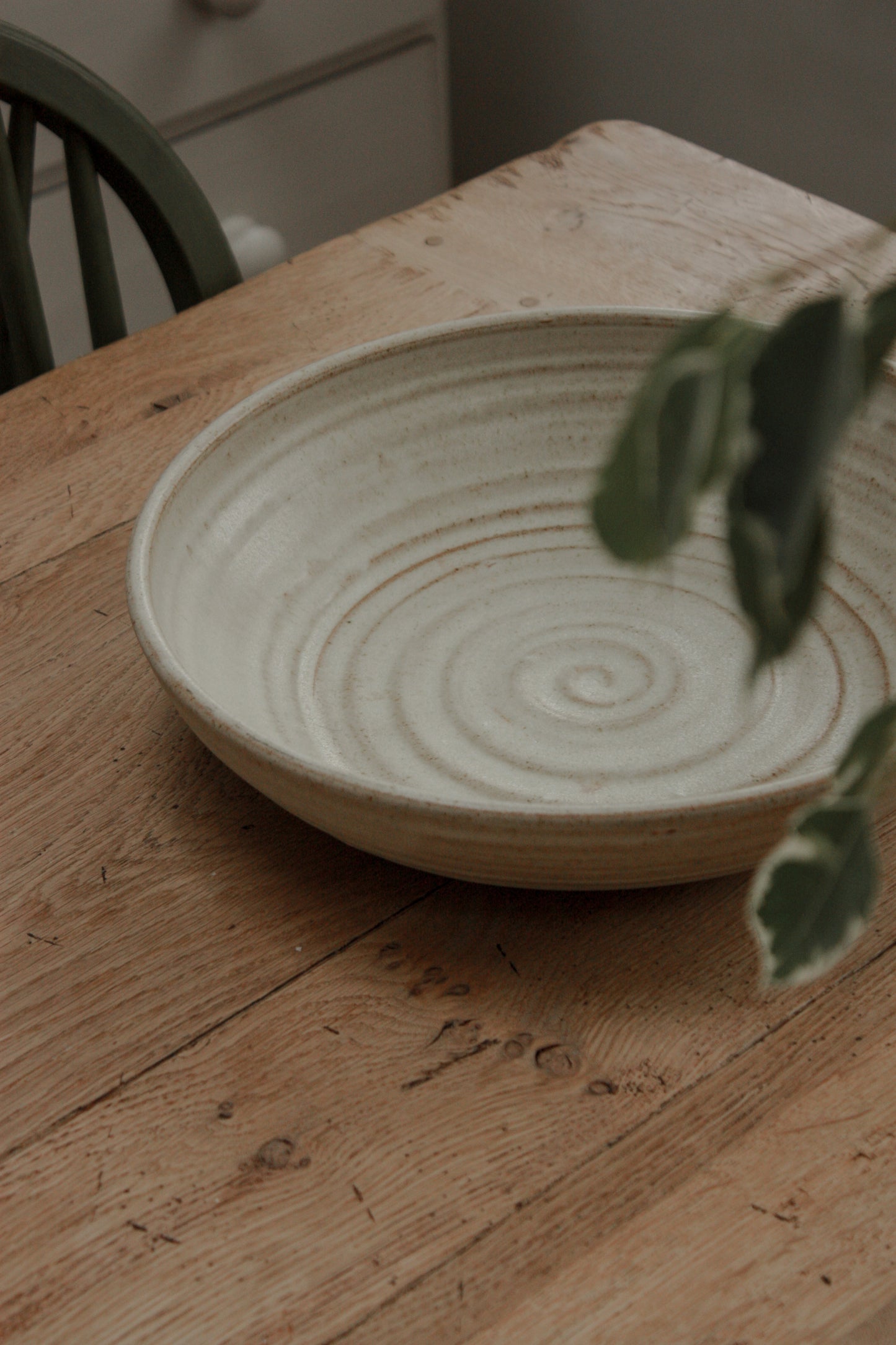 Large neutral studio pottery bowl / dish