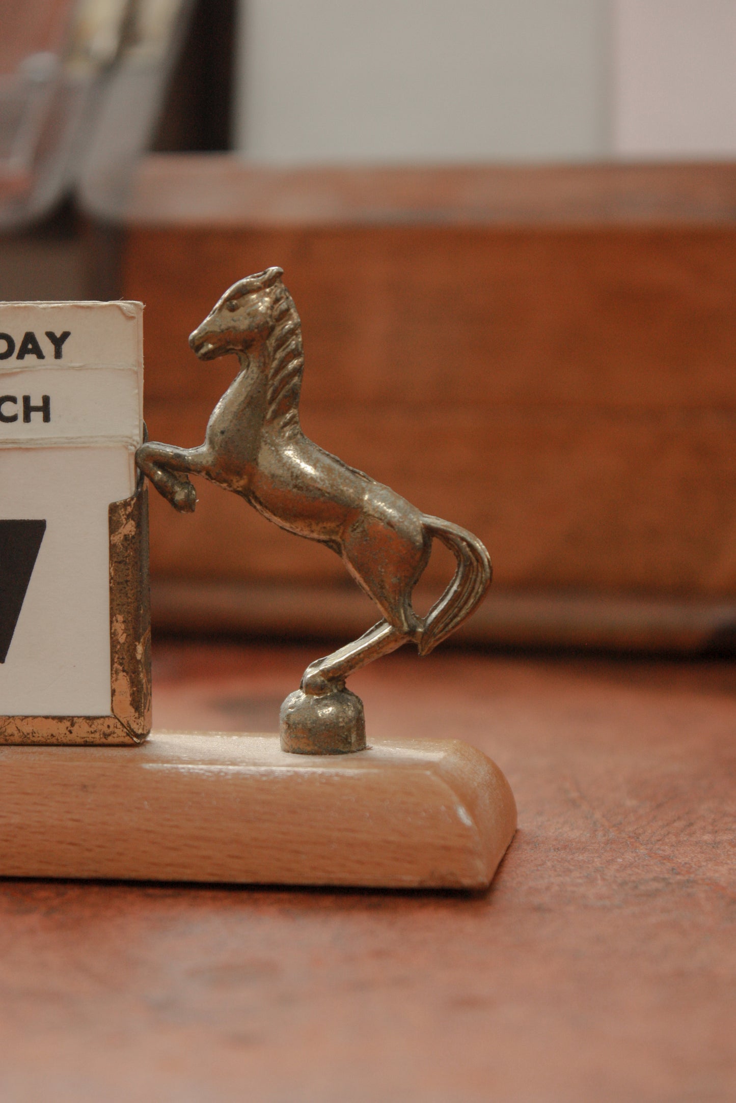 Vintage brass rearing horses perpetual calendar