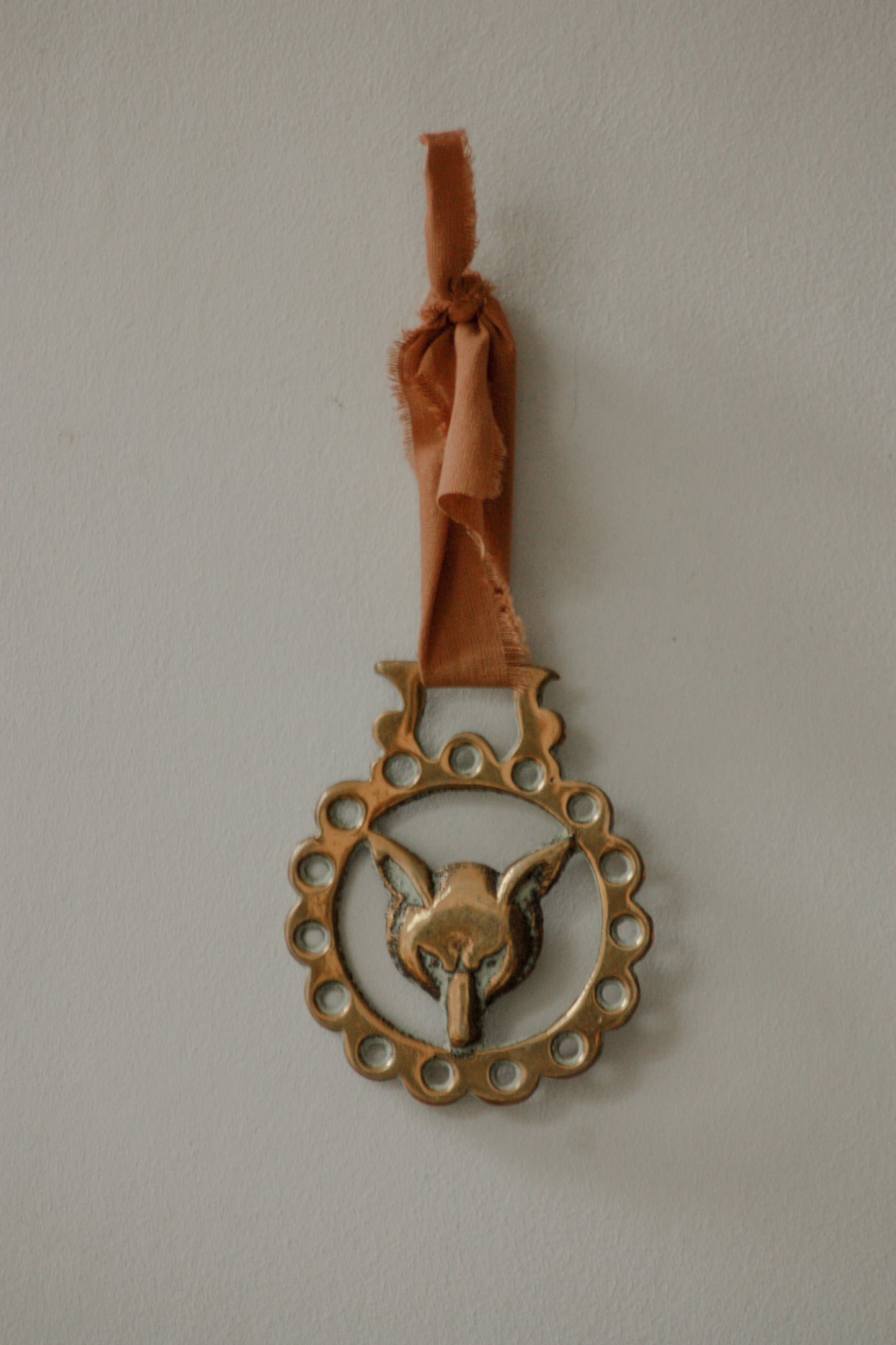 Vintage fox horse brass token