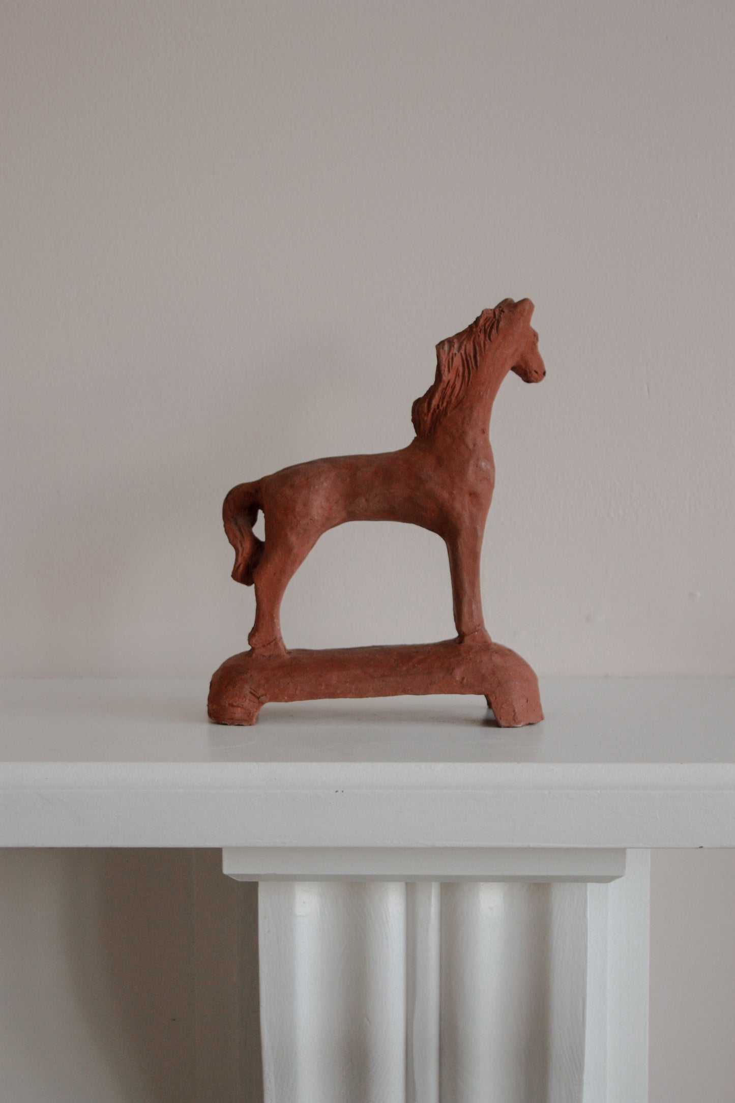 Vintage folk art clay horse sculpture