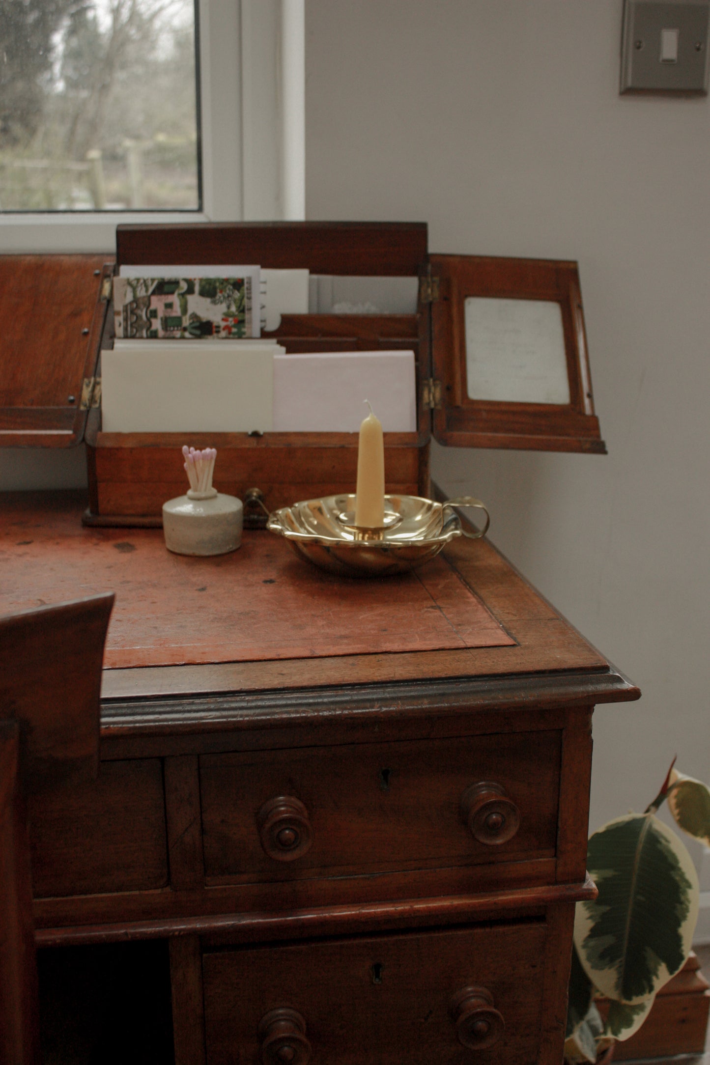 Vintage French brass-plated shell chamberstick