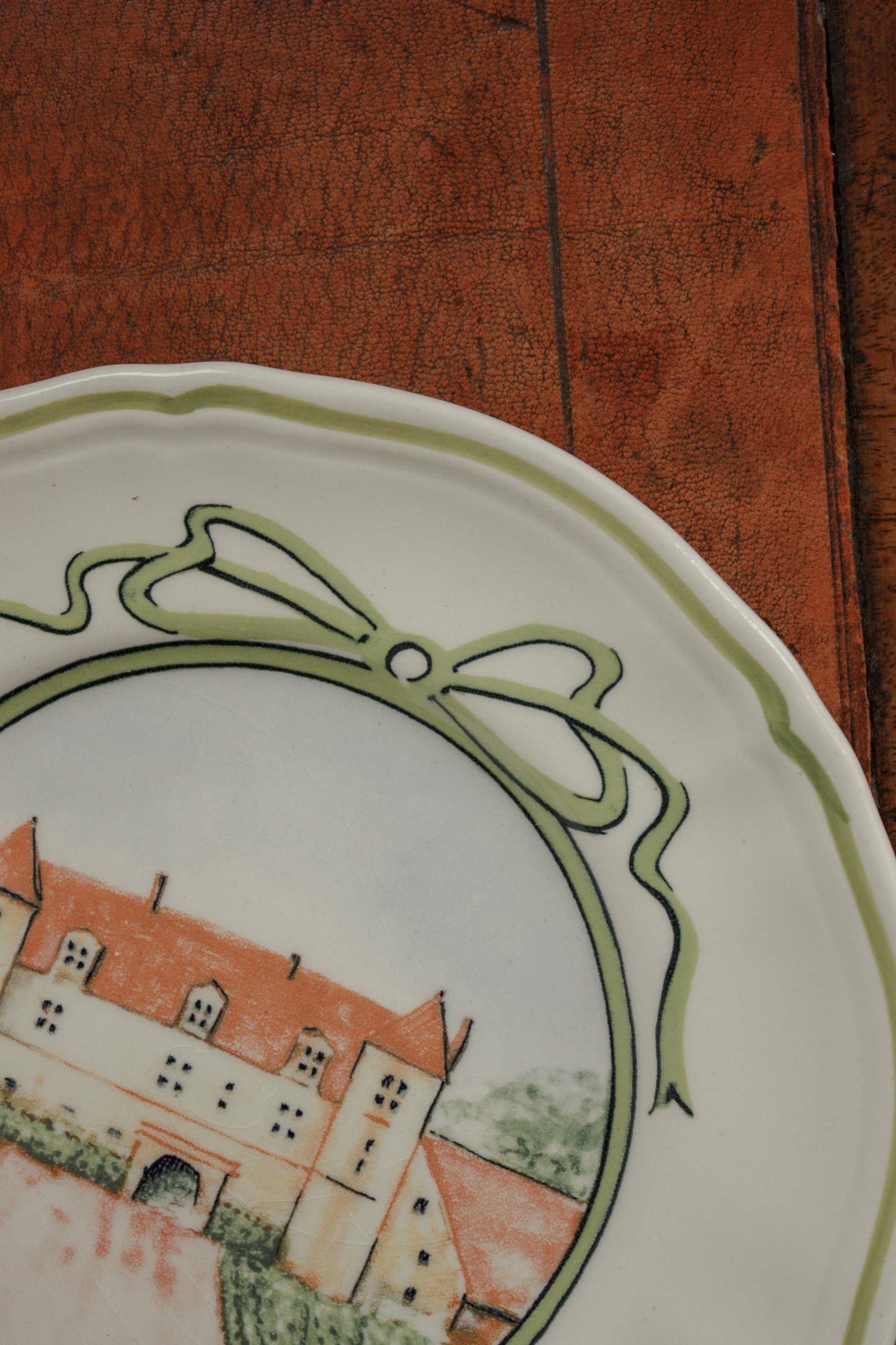 Set of four vintage hand painted French plates - chateaus