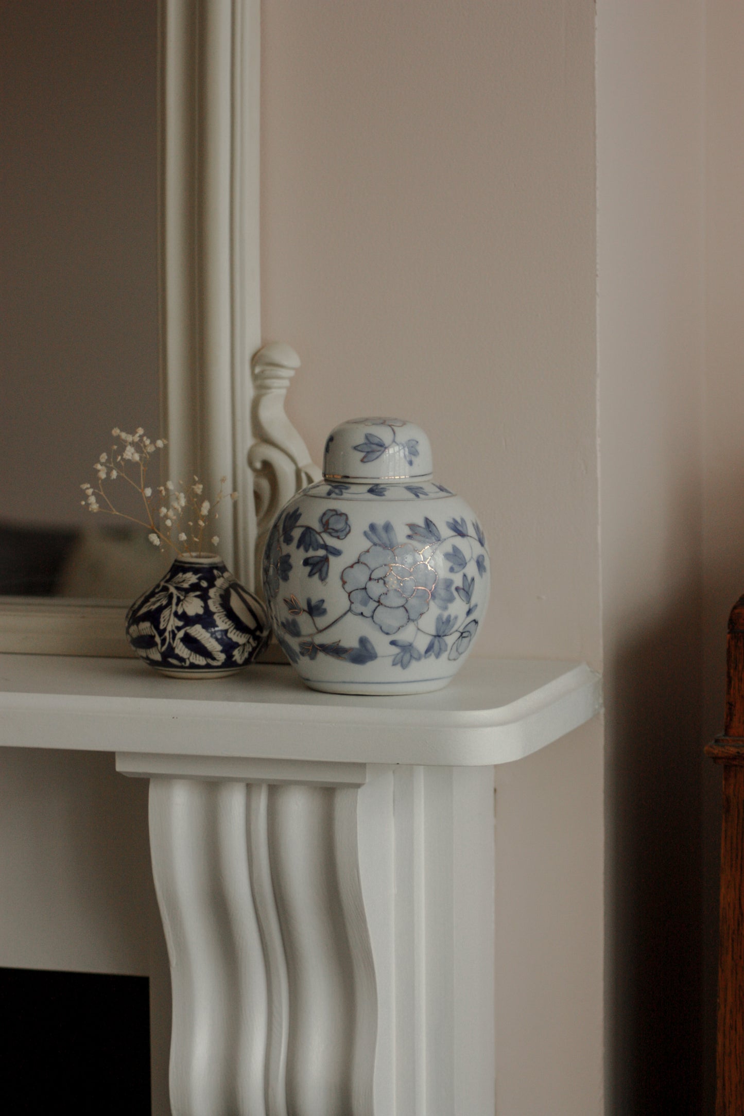 Vintage blue and white Chinese jar