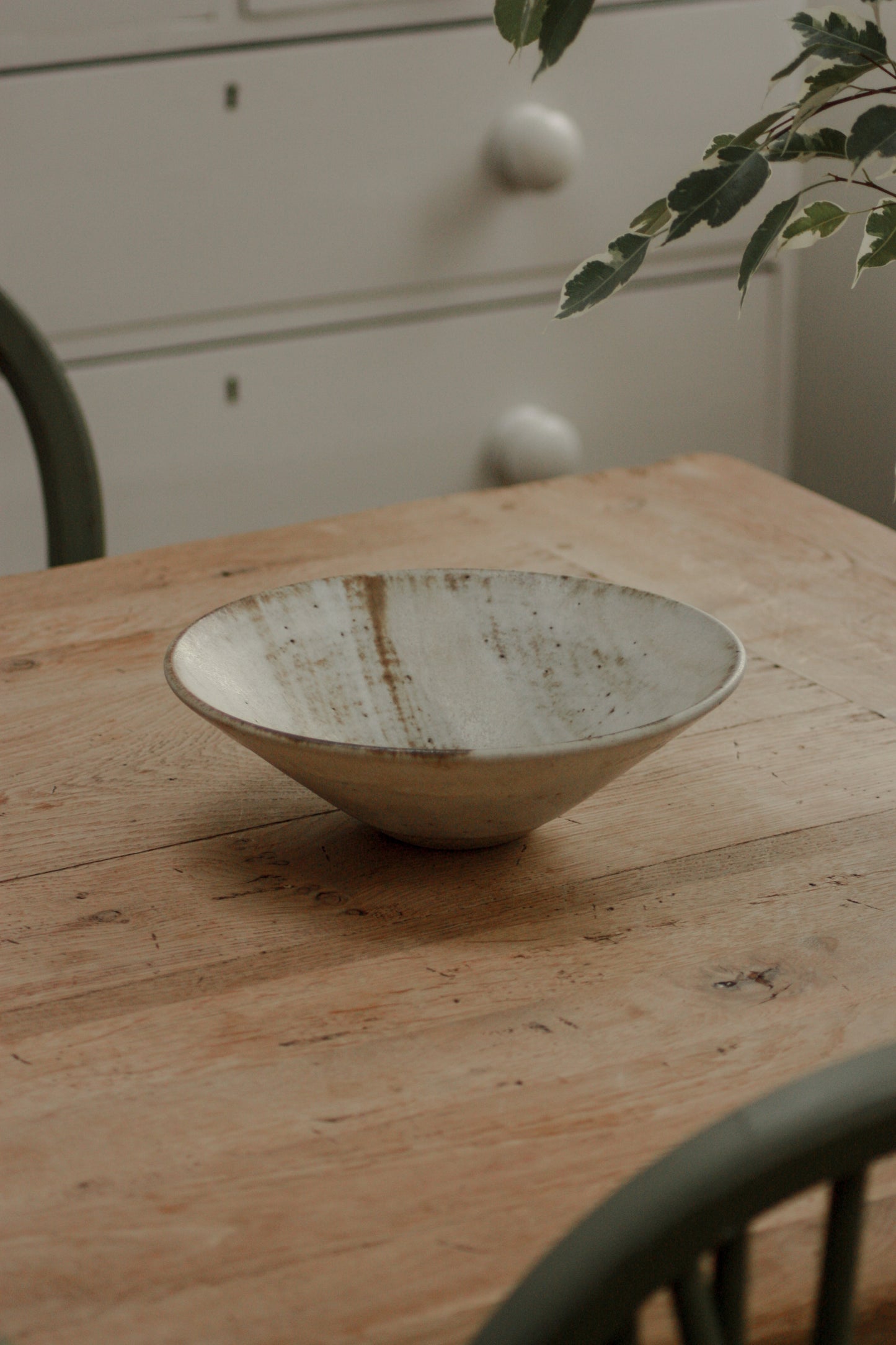 Vintage studio pottery bowl with rustic glaze