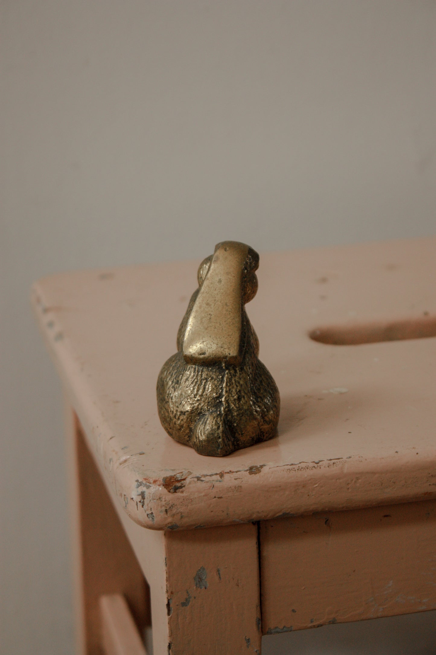 Vintage cast solid brass rabbit paperweight