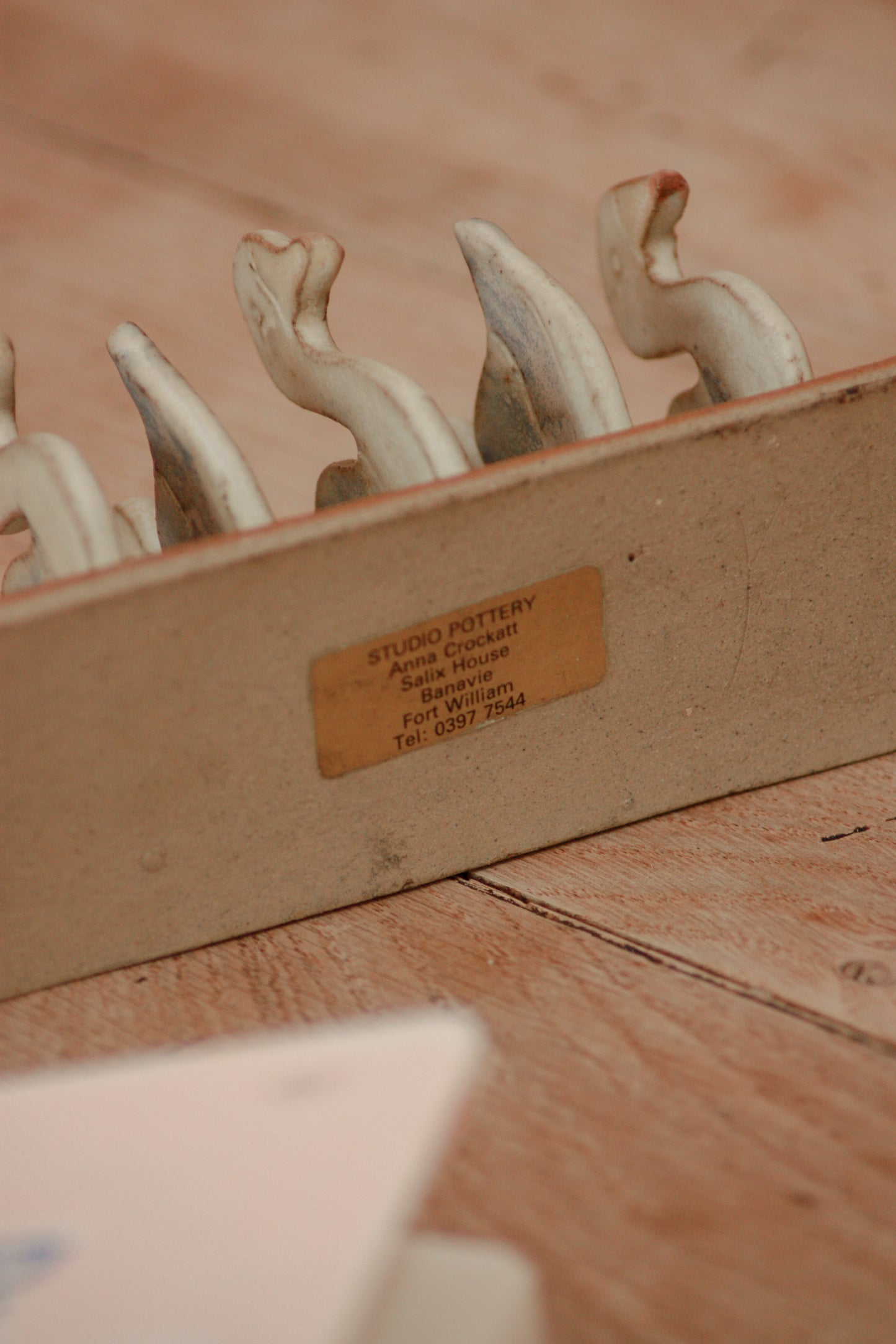 Vintage studio pottery duck toast rack / letter rack