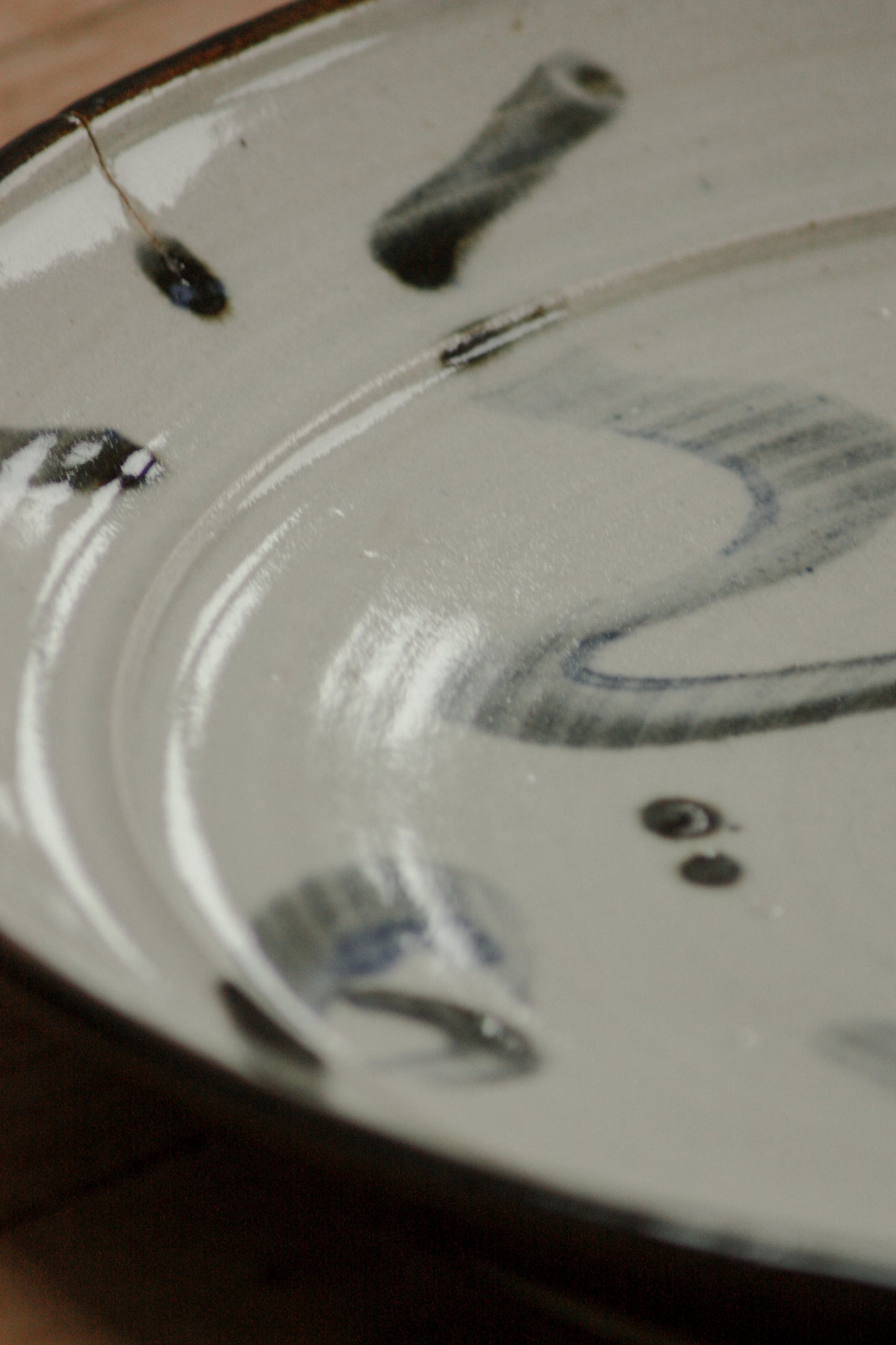 Large vintage studio art pottery hand thrown bowl